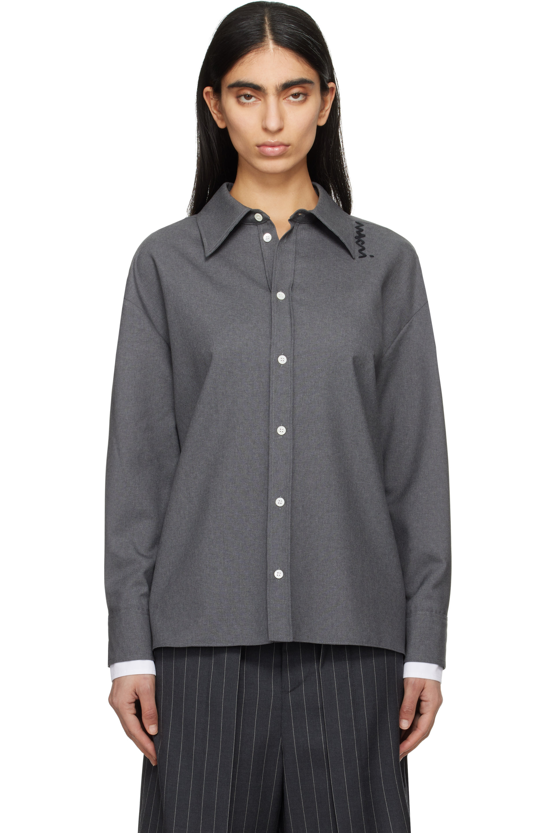 Marni - Gray Tropical Wool Shirt
