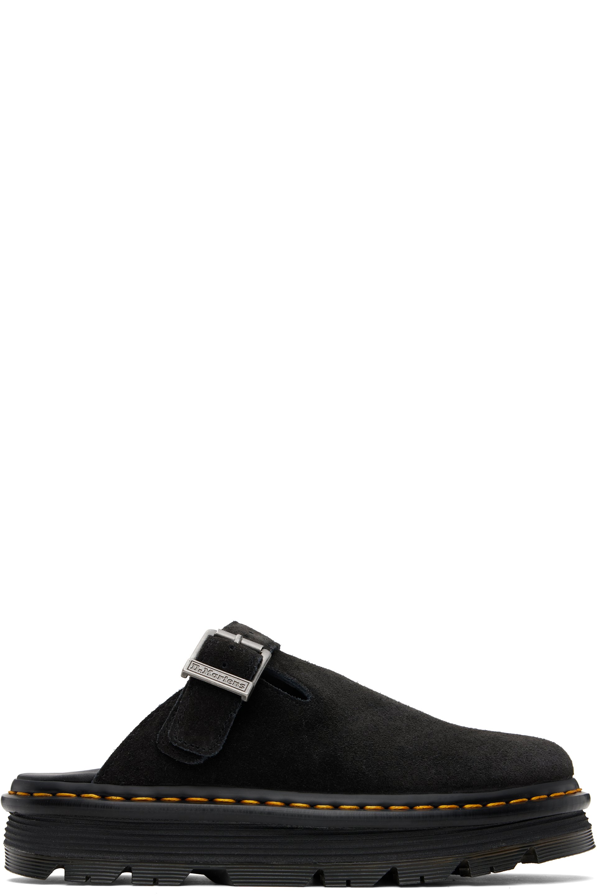 Dr. Martens - Black Zebzag Suede Casual Slingback Platform Slip-on Loafers