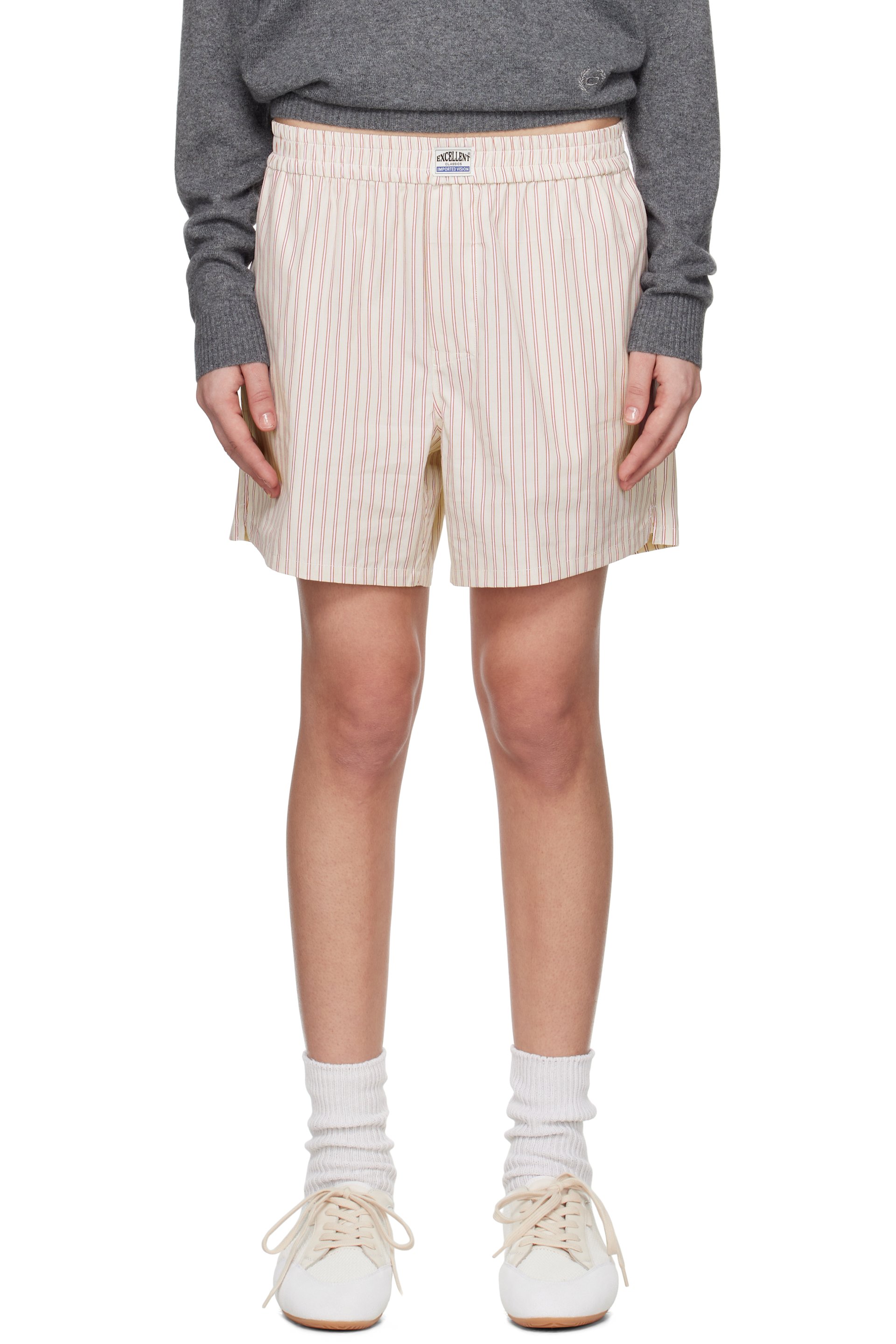 Commission - Short boxeur blanc cassé et rouge exclusif à SSENSE