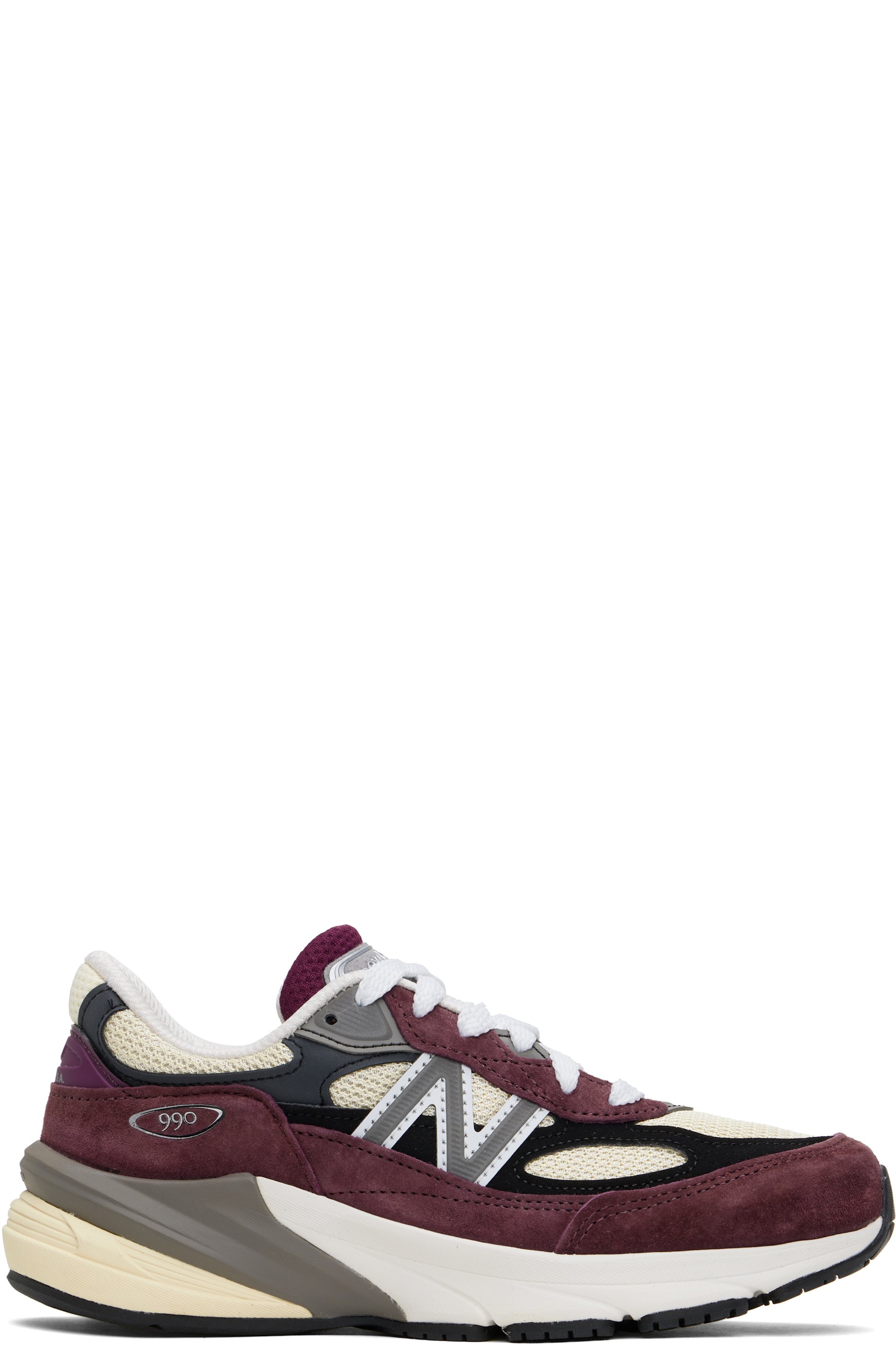 New Balance - Burgundy & Beige 'Made in USA' 990v6 Sneakers