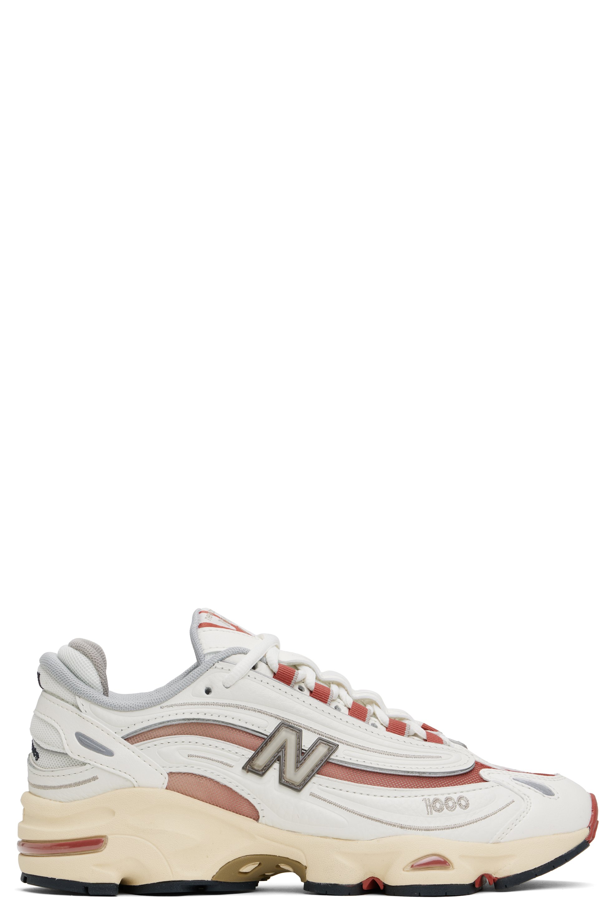 New Balance - White & Red 1000 Sneakers