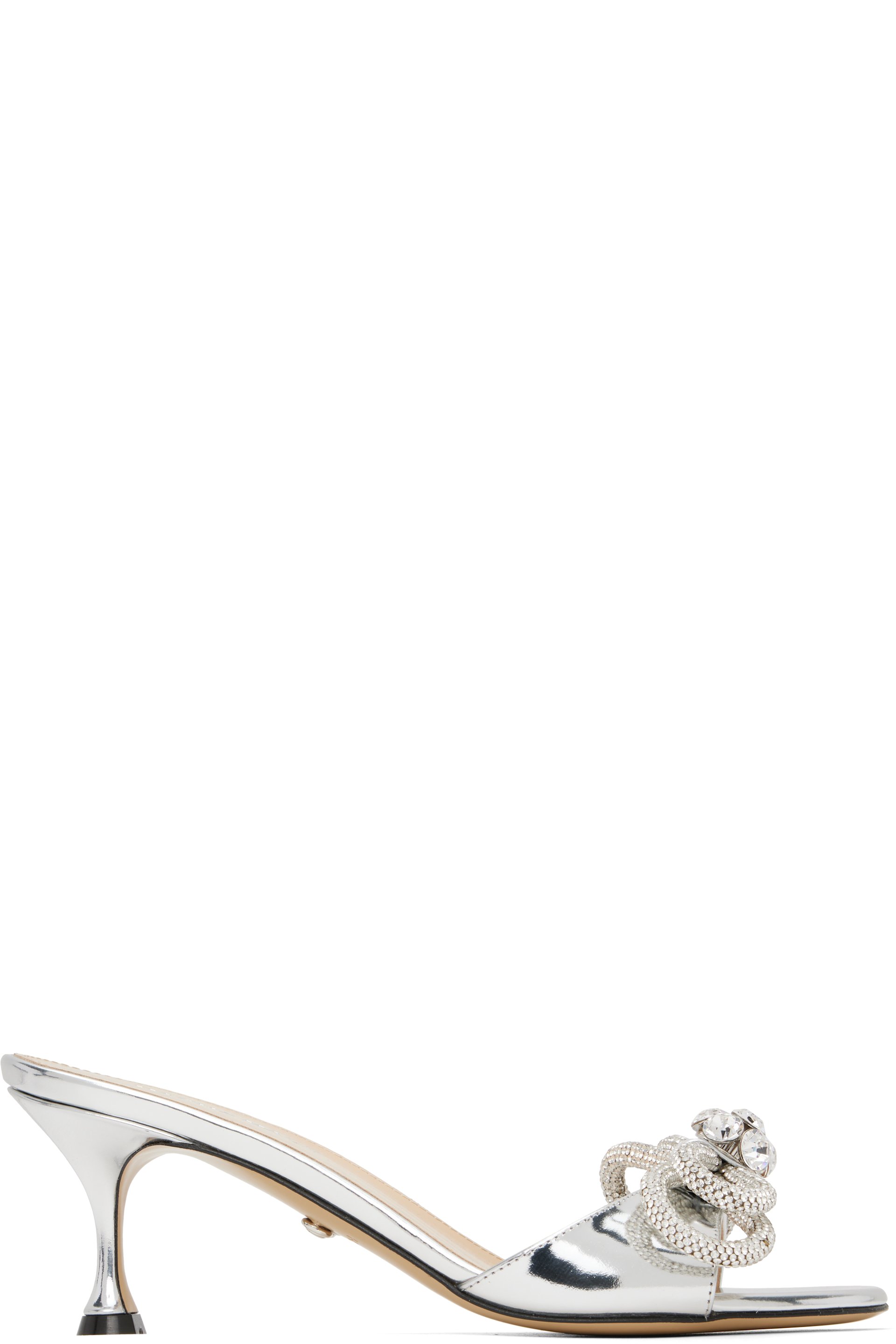 MACH & MACH - Silver Double Bow Metallic Mules