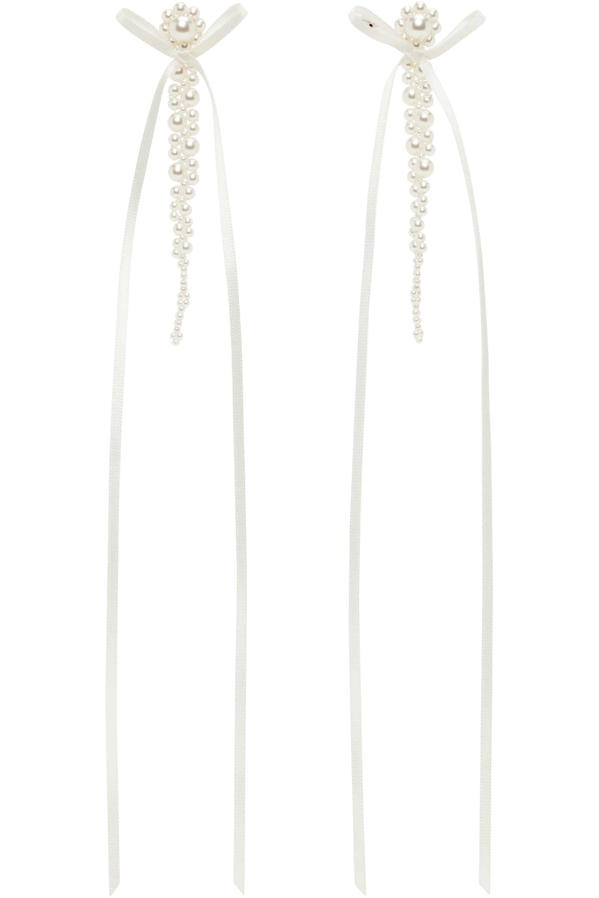 Simone Rocha - White Bow Ribbon Drip Earrings