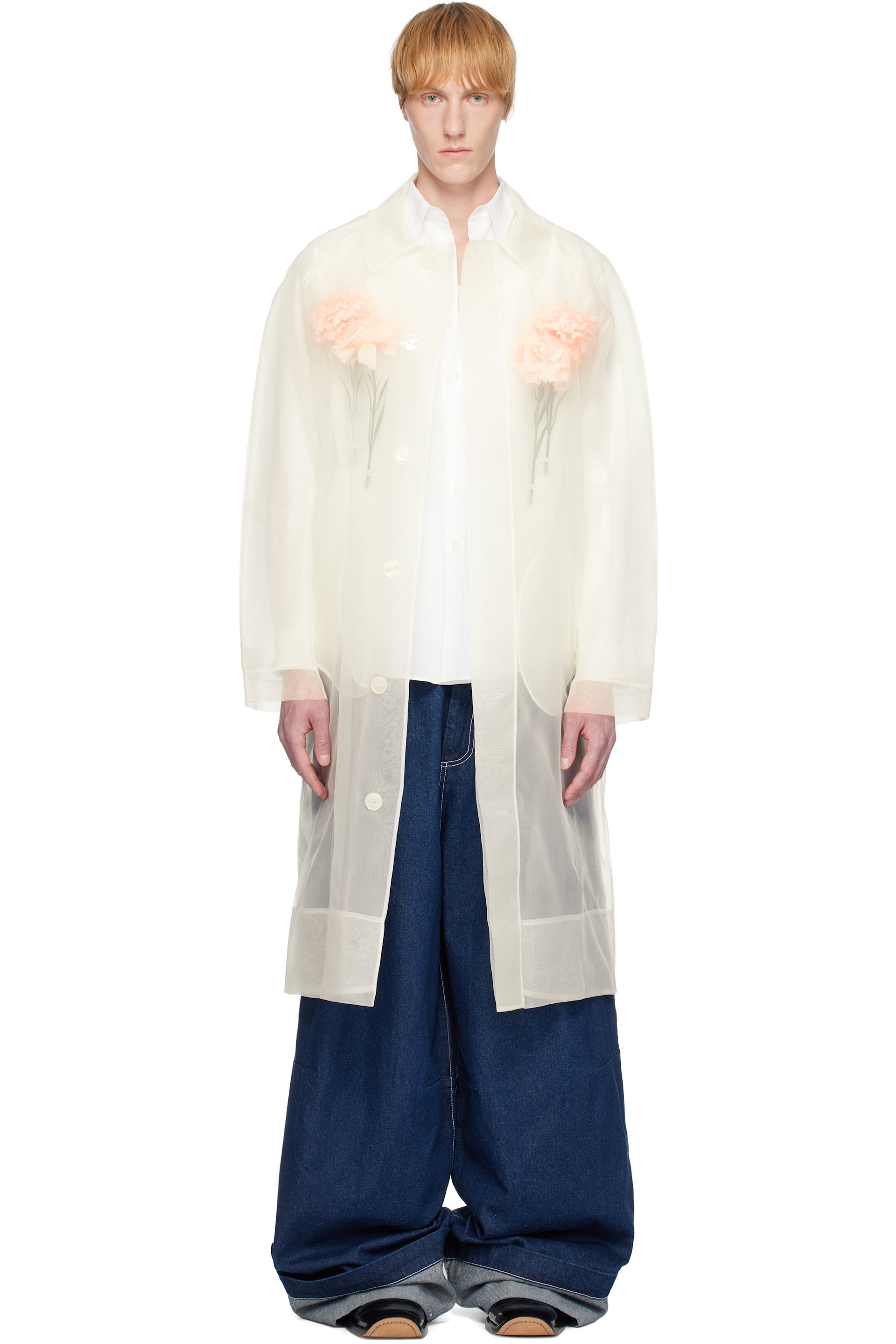Simone Rocha - Off-White Stuffed Carnation Car Coat