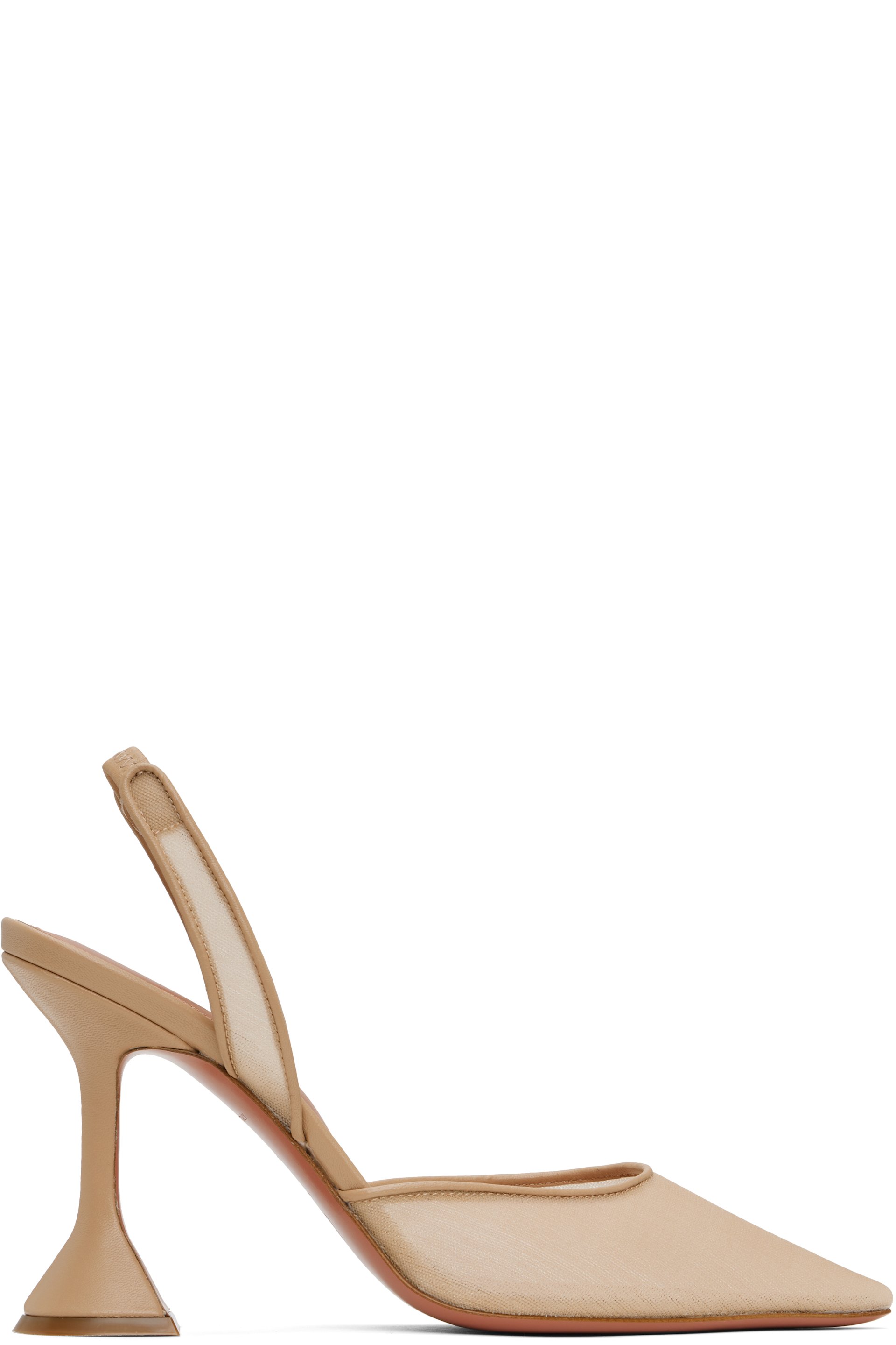 Amina Muaddi - Beige Holli Mesh Sling 95 Heels