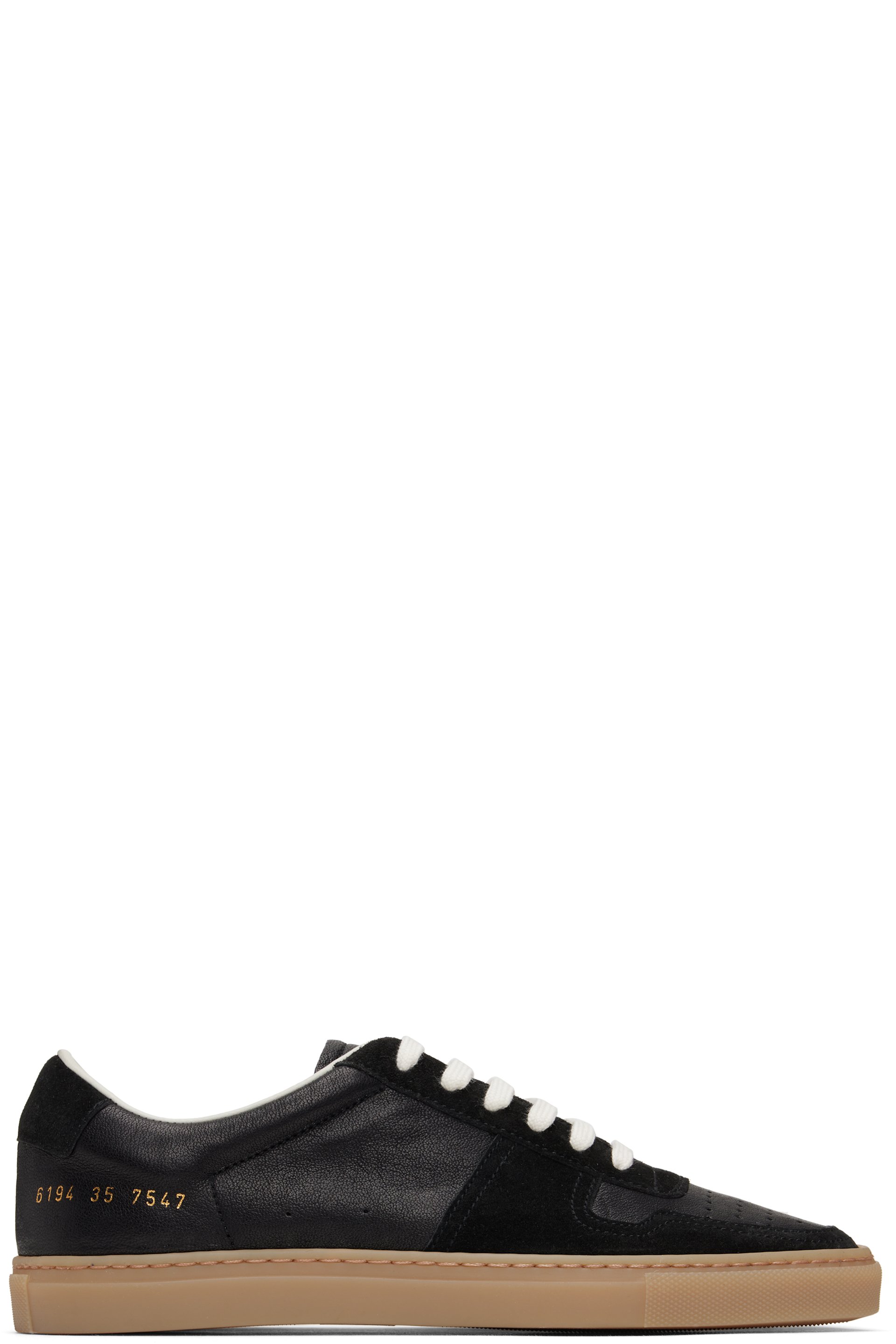Common Projects - Baskets étroites BBall noires en suède et en cuir