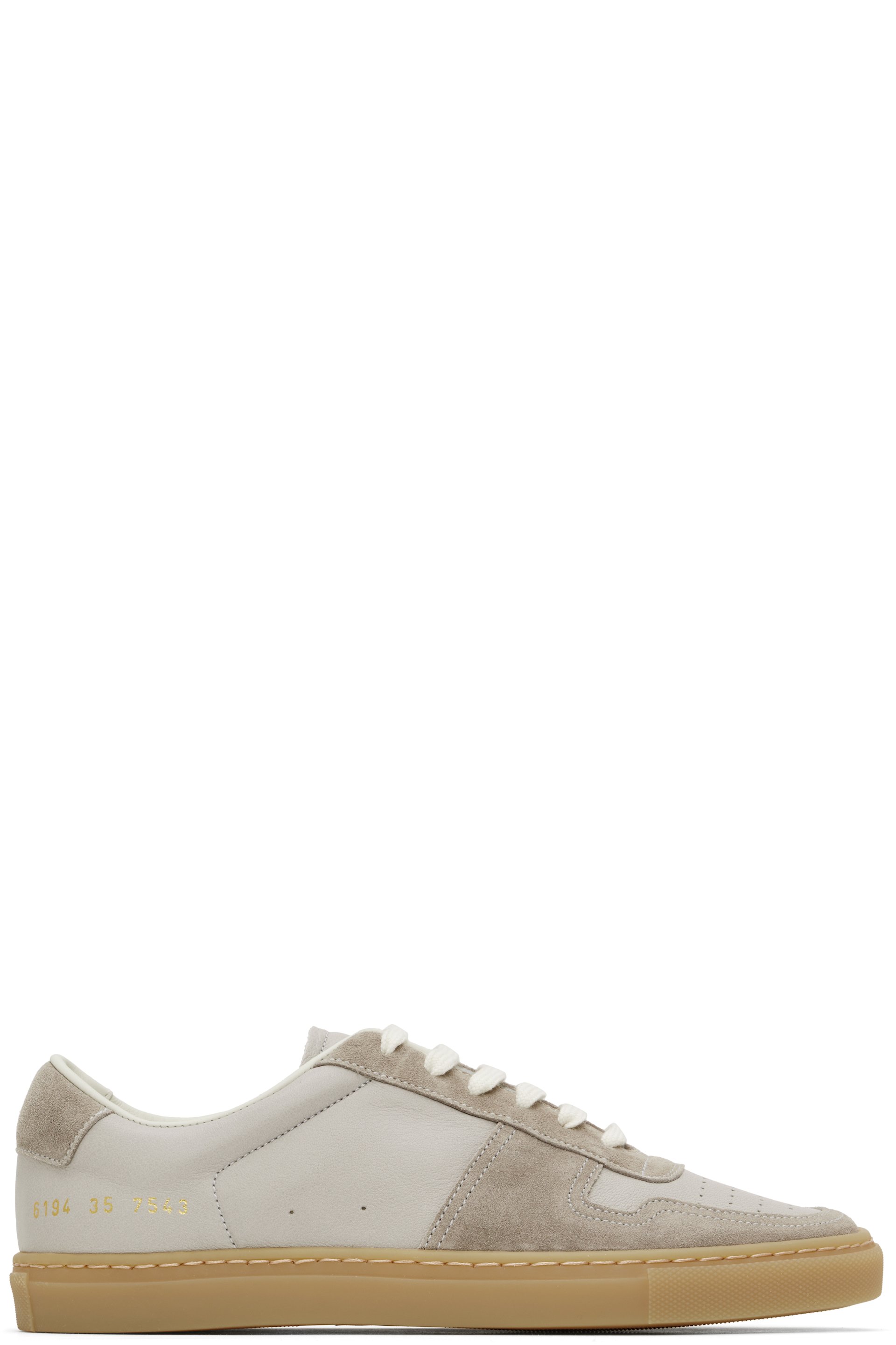 Common Projects - Baskets étroites BBall grises en suède et en cuir