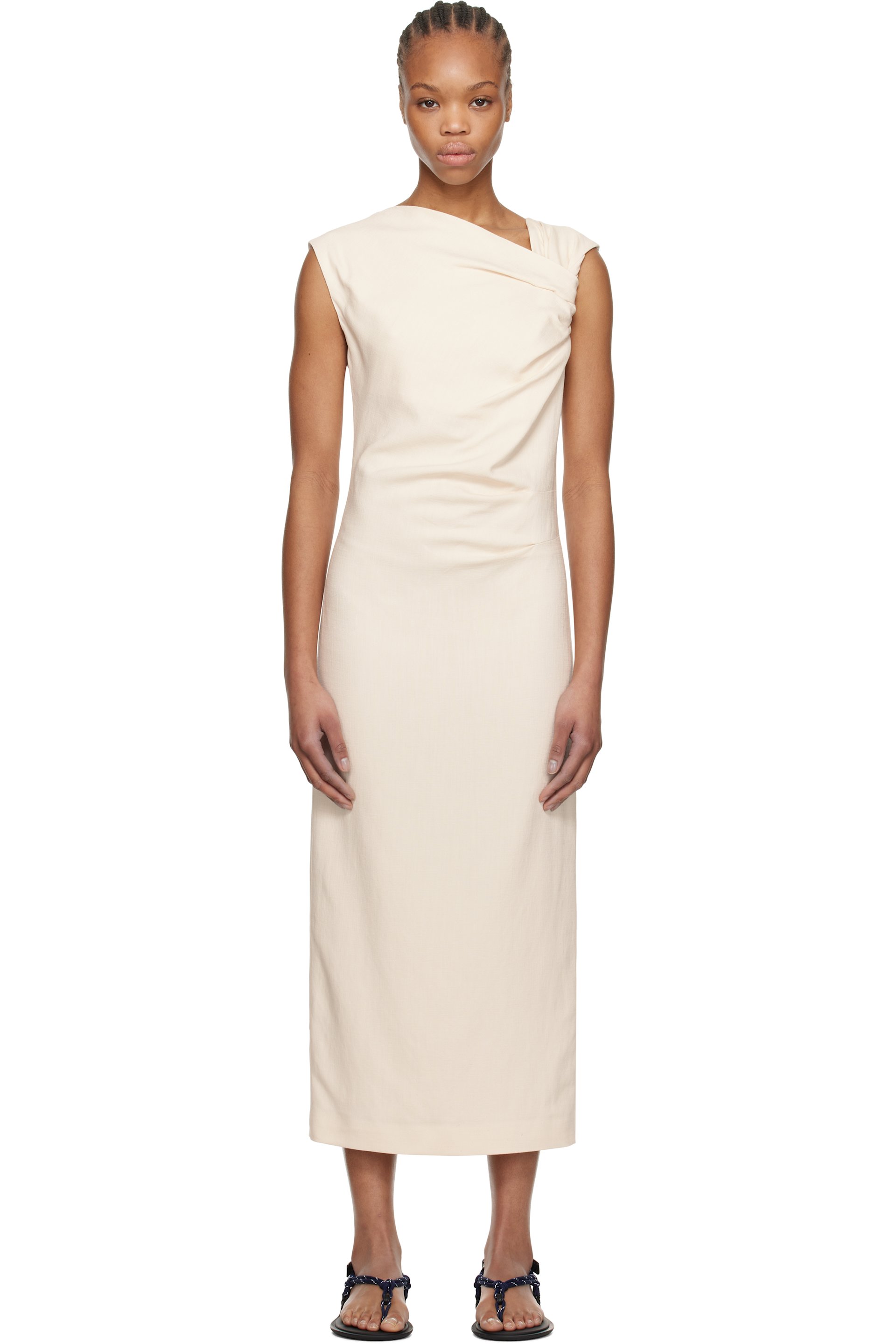 MSGM - Off-White Twisted Midi Dress