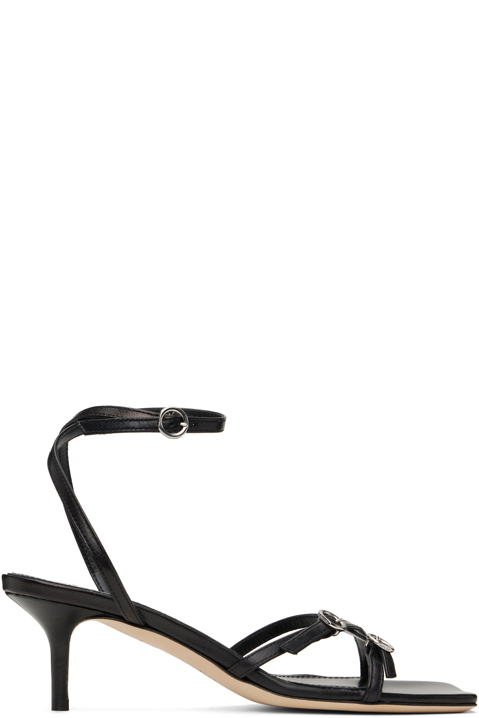Aeyde - Sandales à petit talon Libby noires en cuir