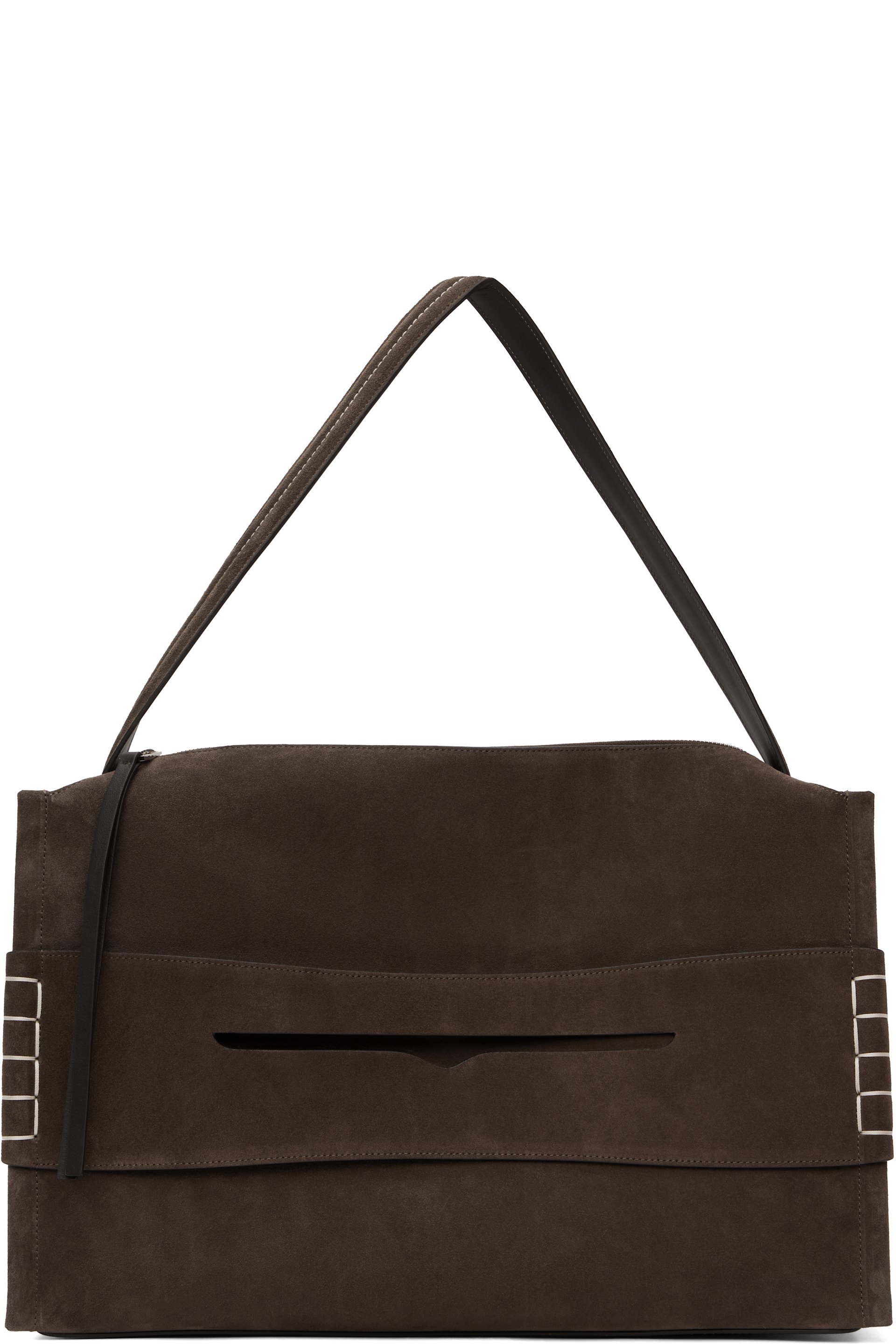 JW Anderson - Grand sac brun en suède à ornement de style flâneur
