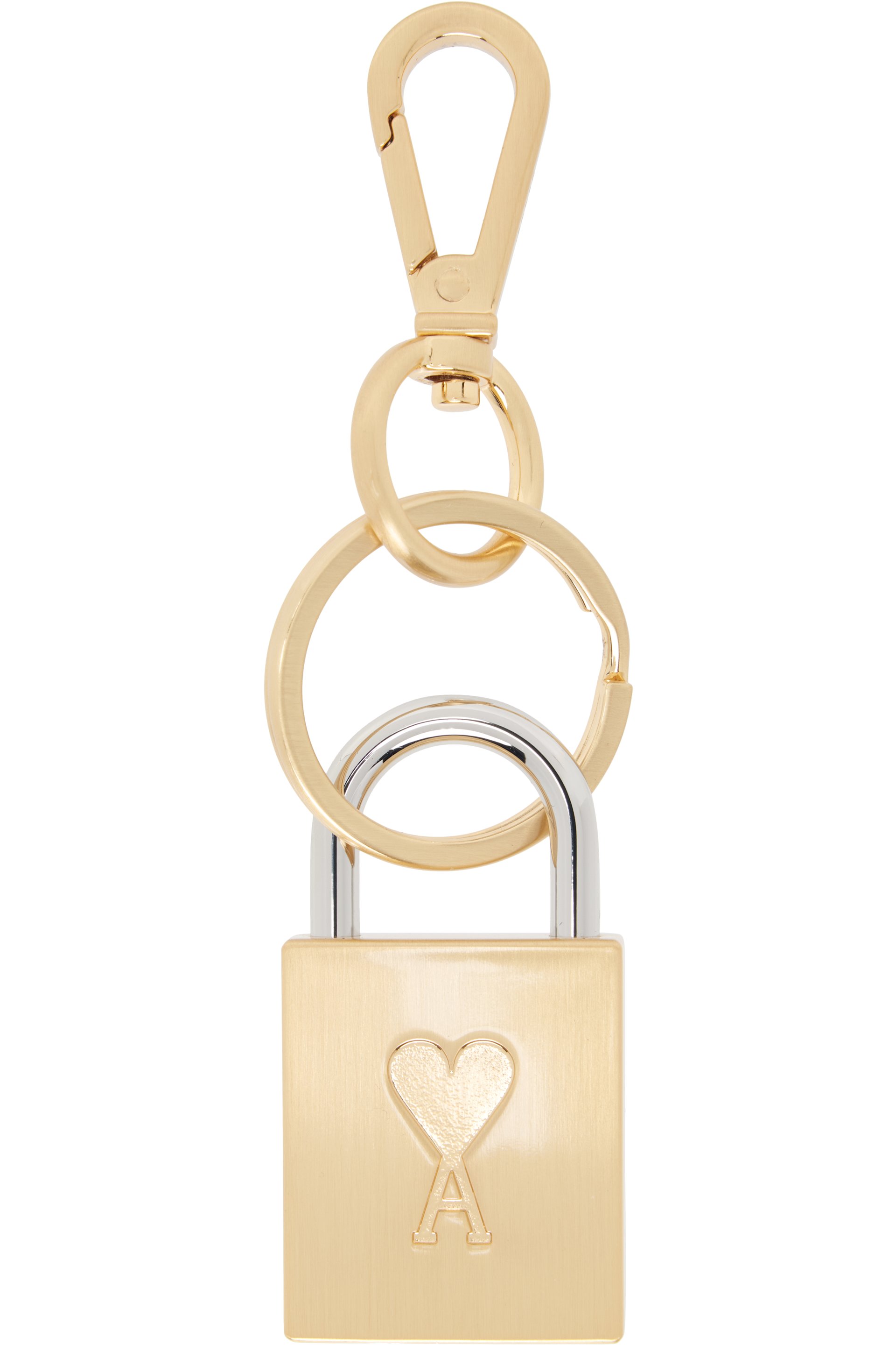 AMI Paris - Porteclé doré à cadenas à logo Ami de cœur