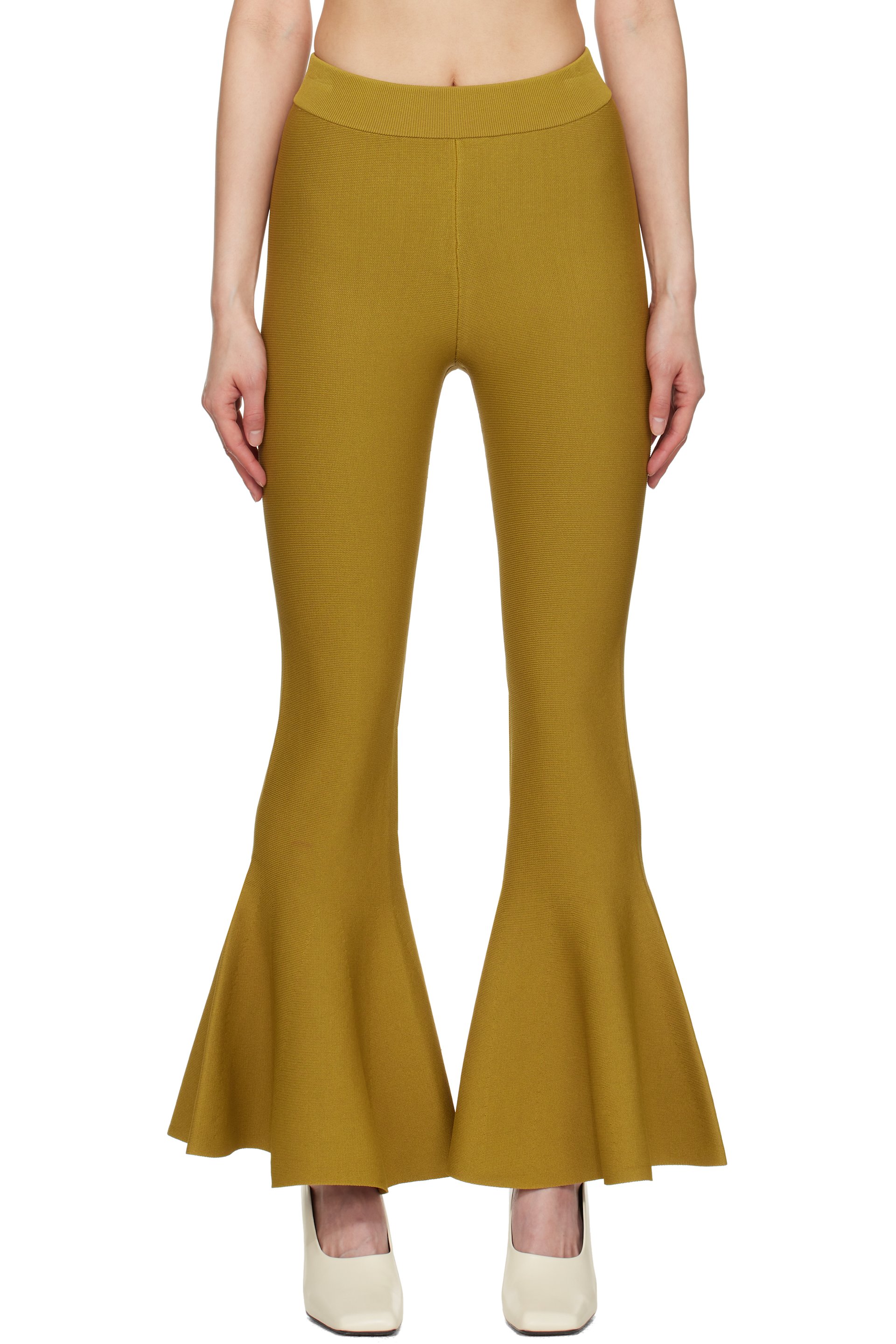 AMI Paris - Pantalon de détente jaune à jambes à godets