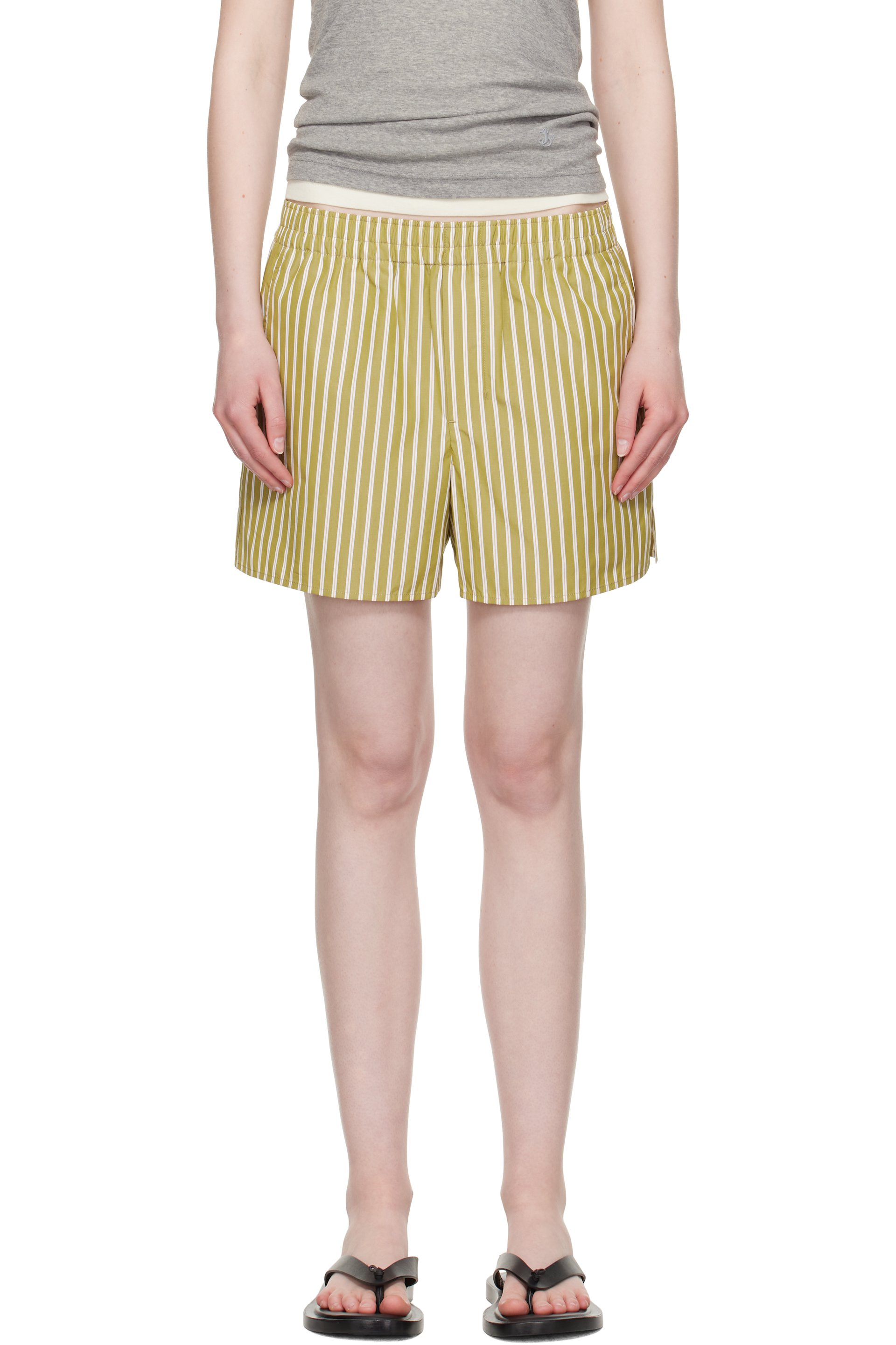 AMI Paris - Short kaki en coton à taille élastique
