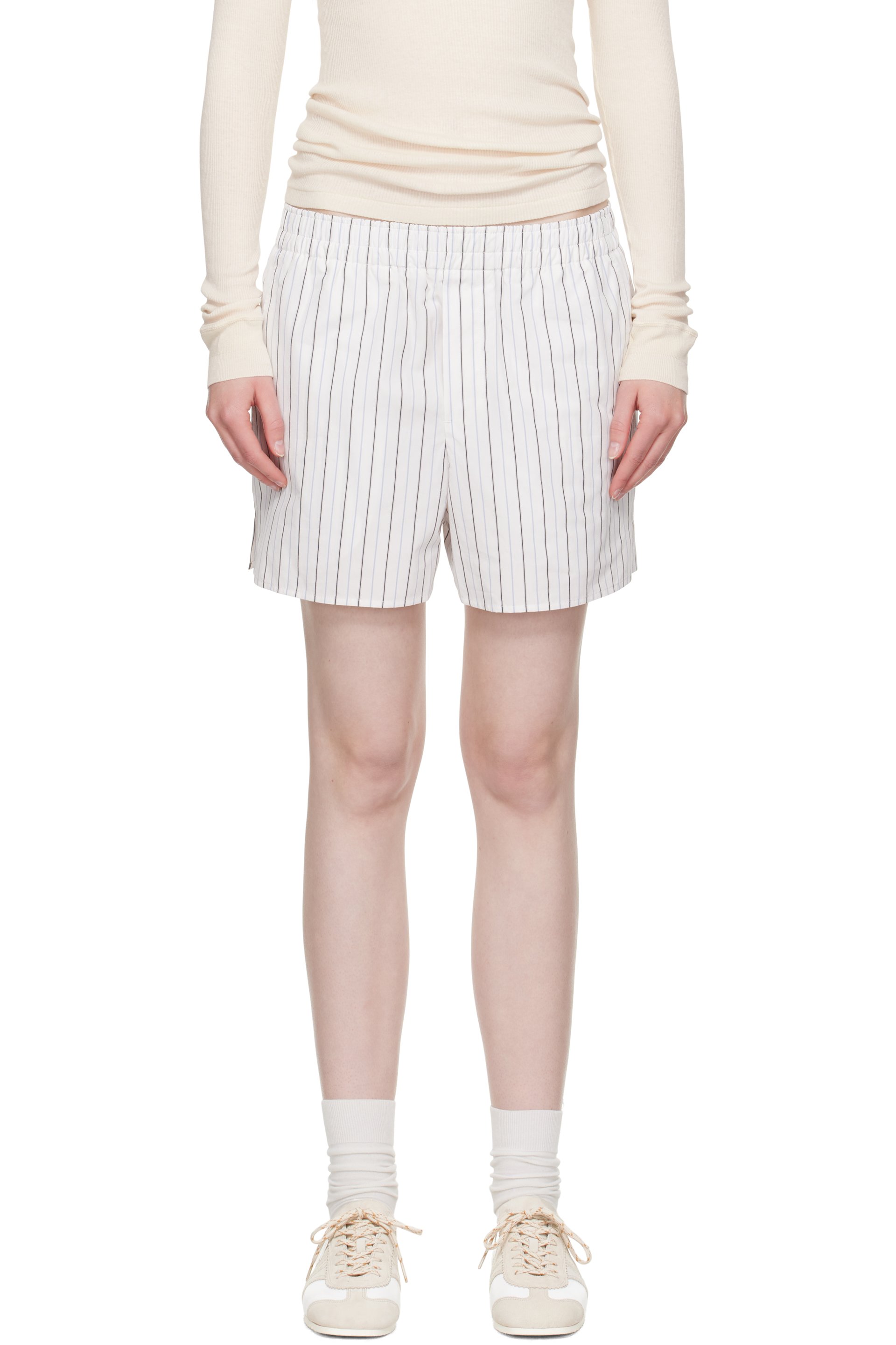 AMI Paris - Short blanc en coton à taille élastique
