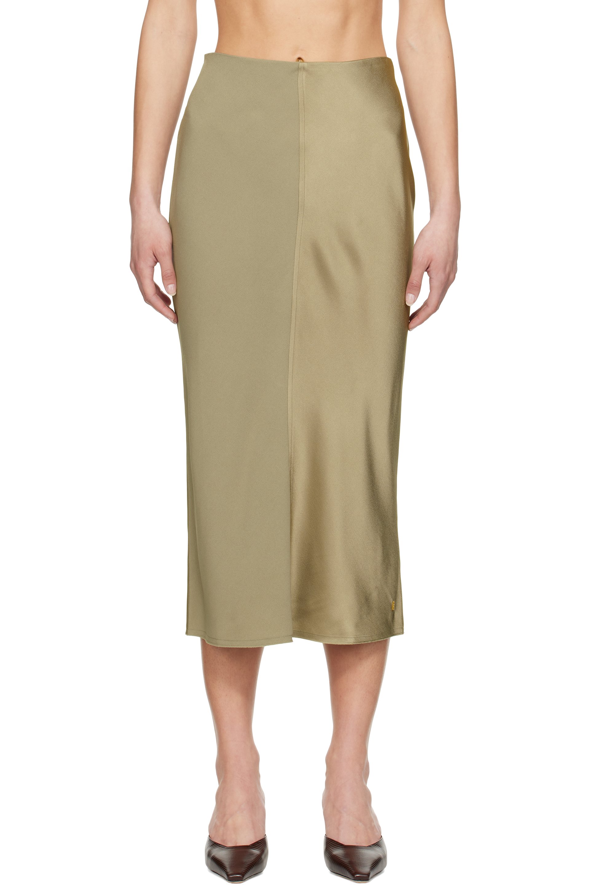 AMI Paris - Jupe midi droite taupe
