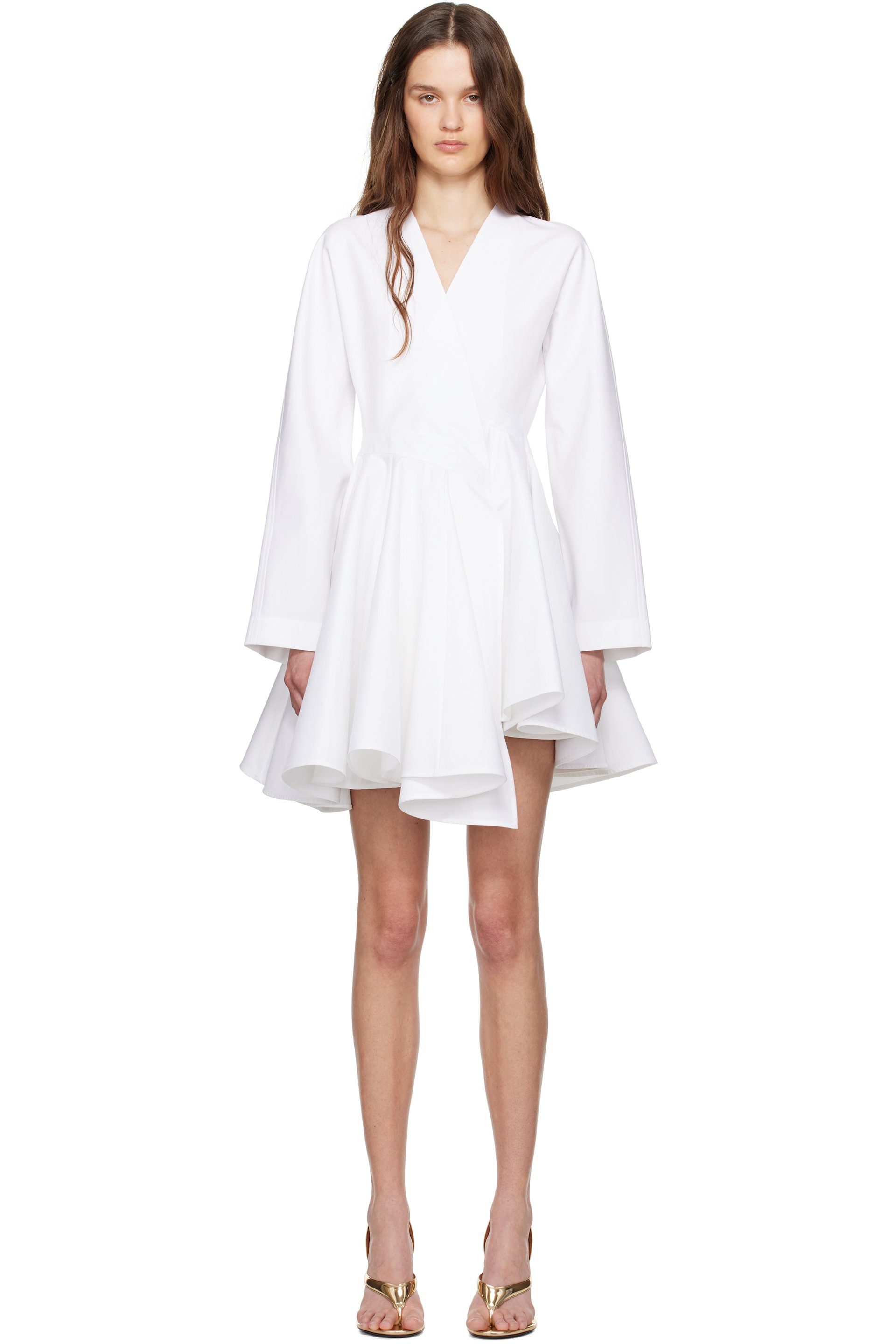 ALAÏA - Robe courte blanche en popeline de coton