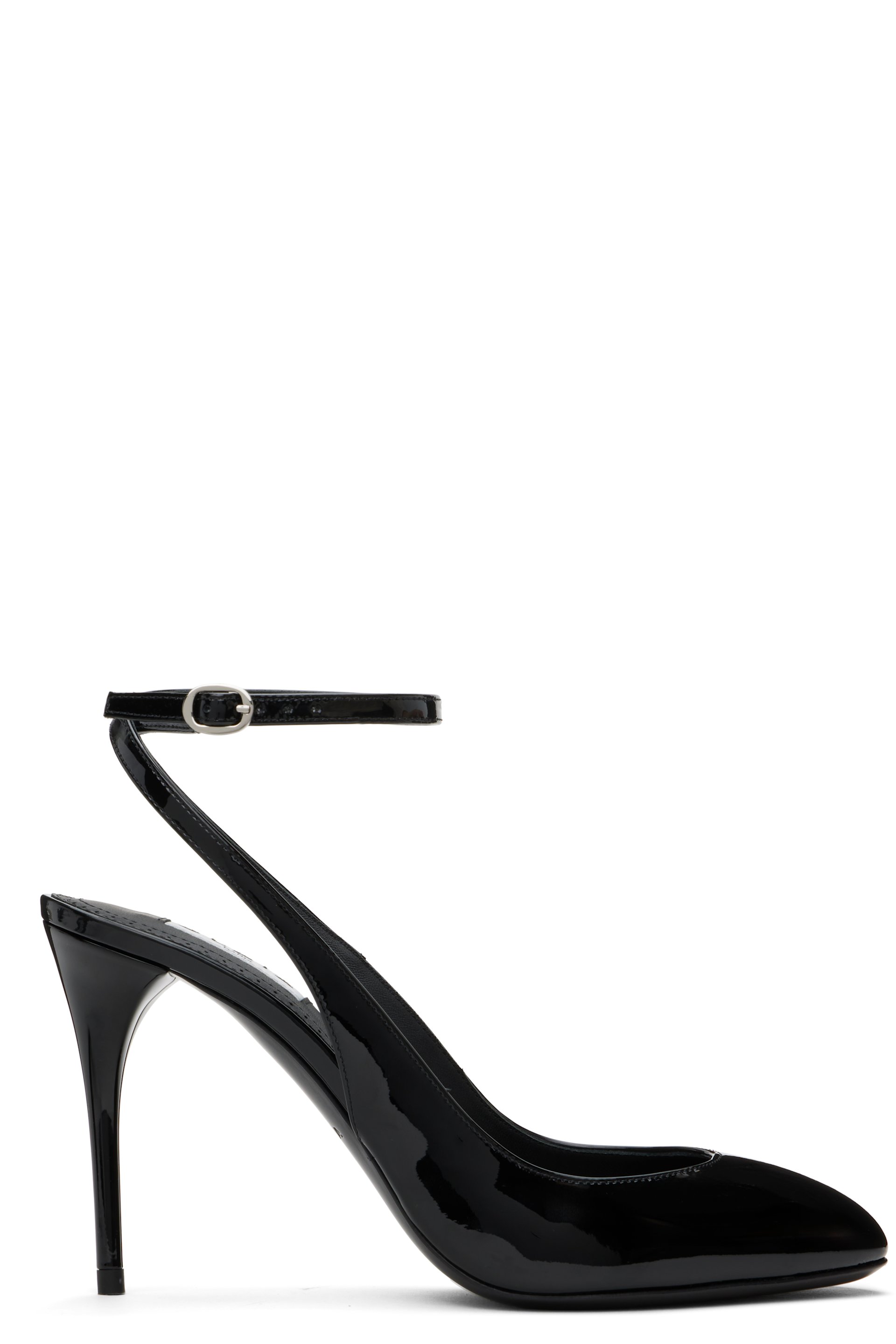 ALAÏA - Chaussures à talon aiguille 90 noires en cuir de veau verni à bride arrière