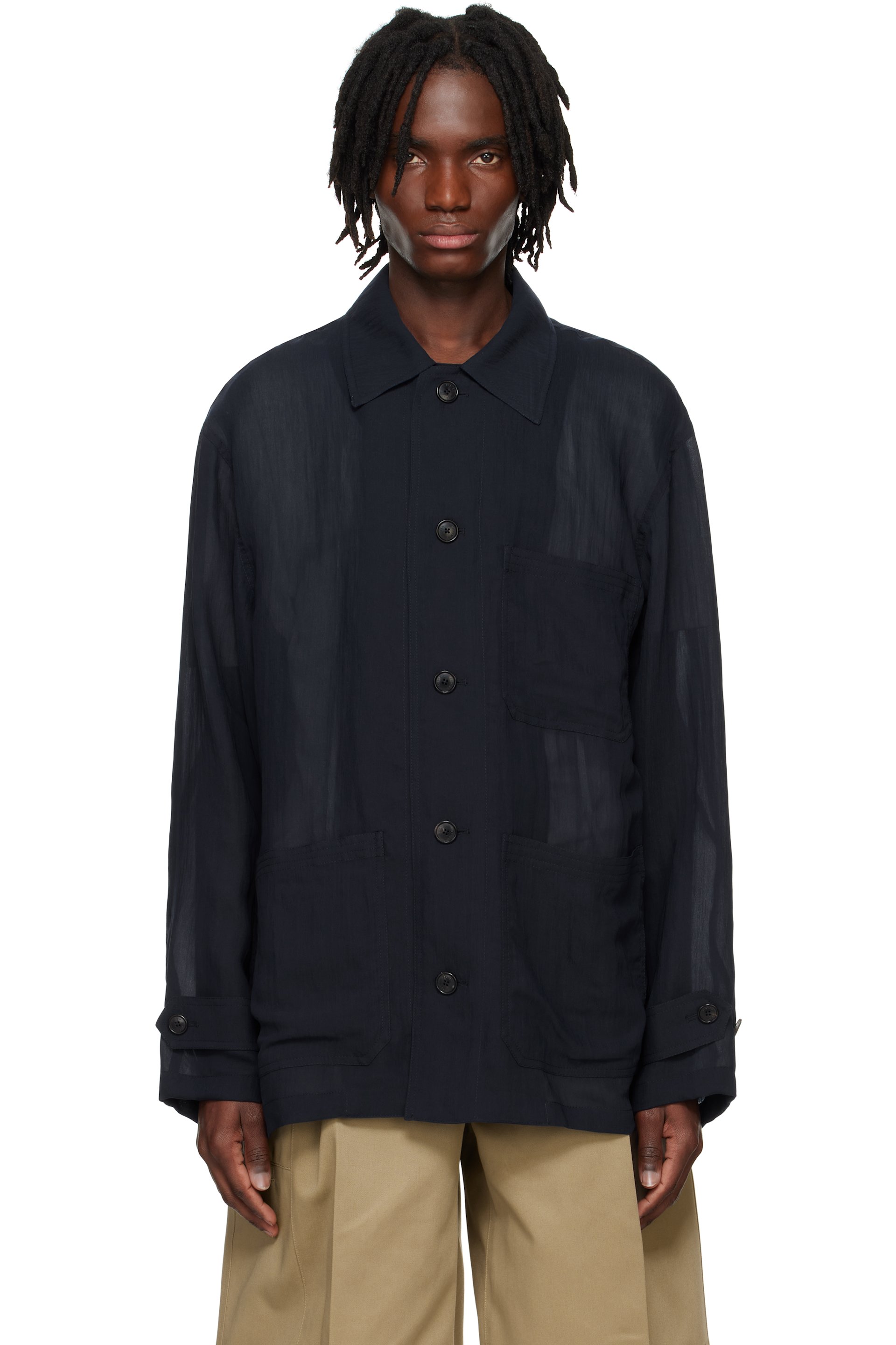System - Navy Sheer Chore Overshirt
