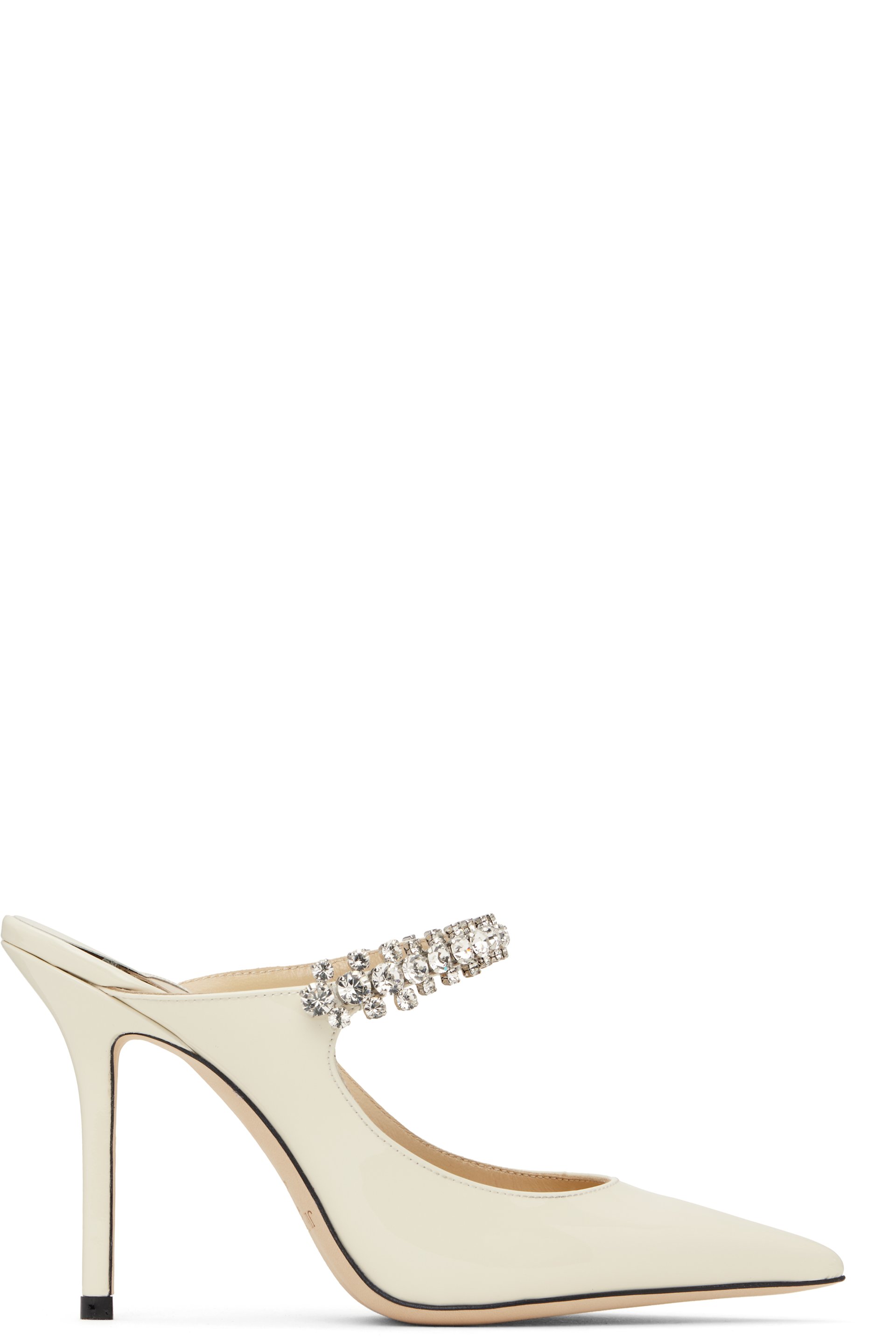 Jimmy Choo - Mules 100 blanc cassé à bride Bing exclusives à SSENSE