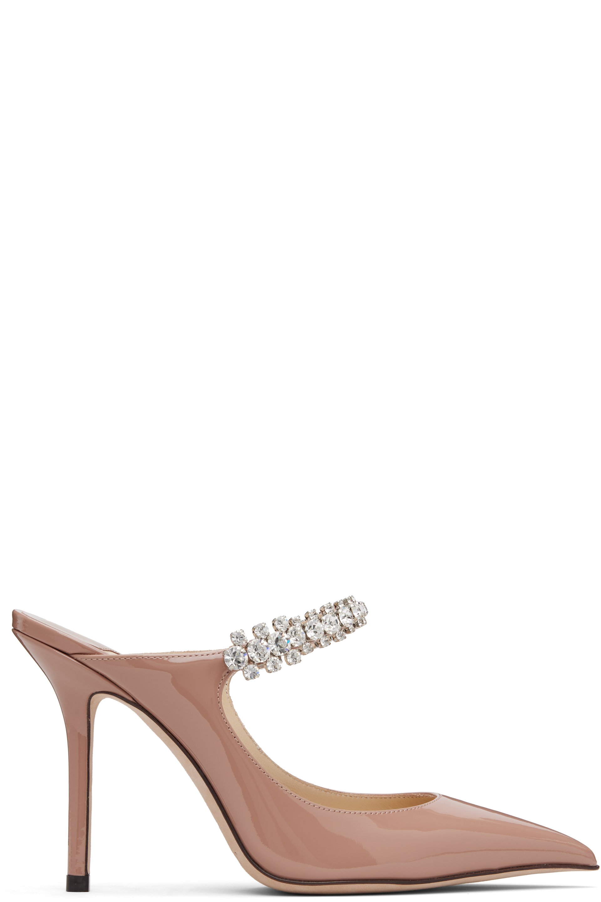 Jimmy Choo - Mules à talon de 100 mm roses à bride Bing