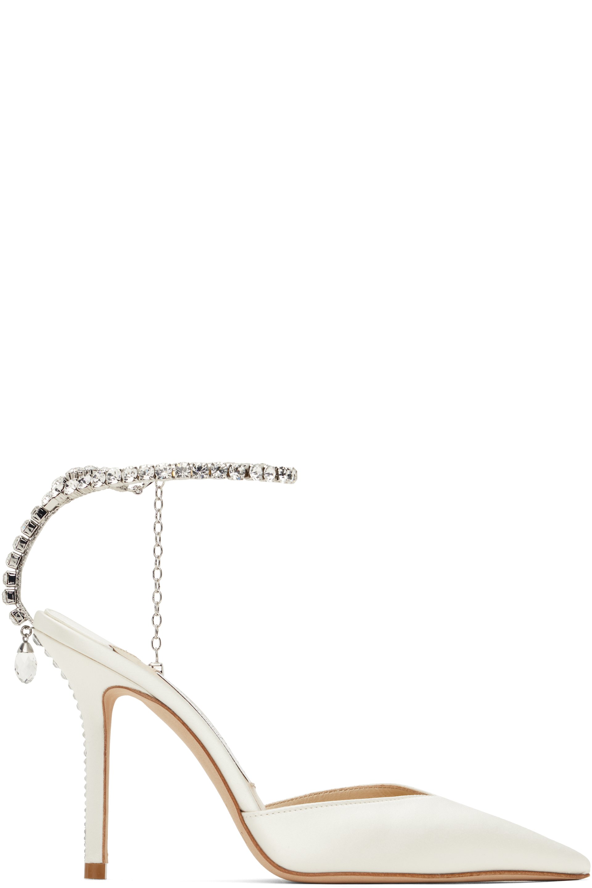 Jimmy Choo - Chaussures à talon 100 blanc cassé à chaine Saeda