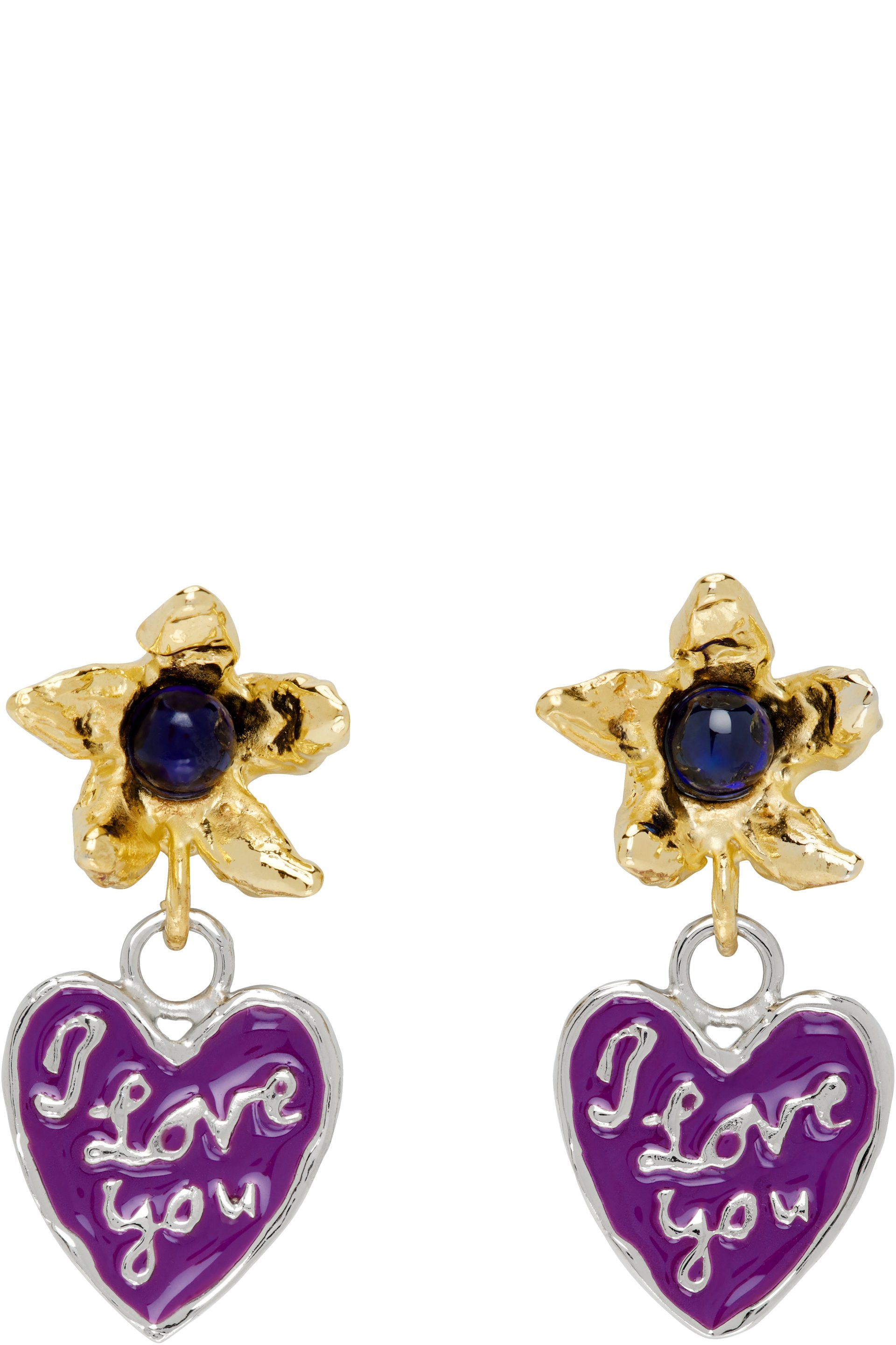 Chopova Lowena - Boucles d'oreilles pendantes Lovers doré et argenté