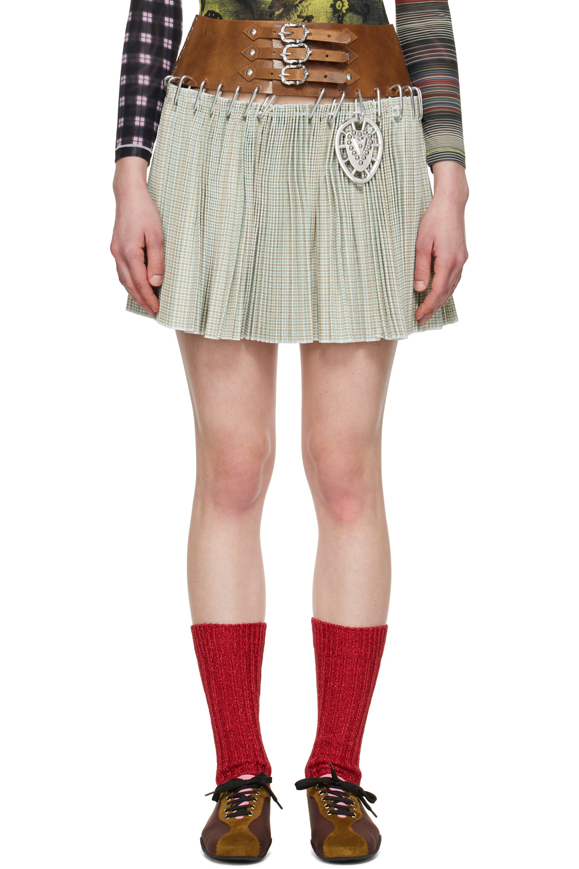 Chopova Lowena - Brown & Green Sonny Carabiner Miniskirt