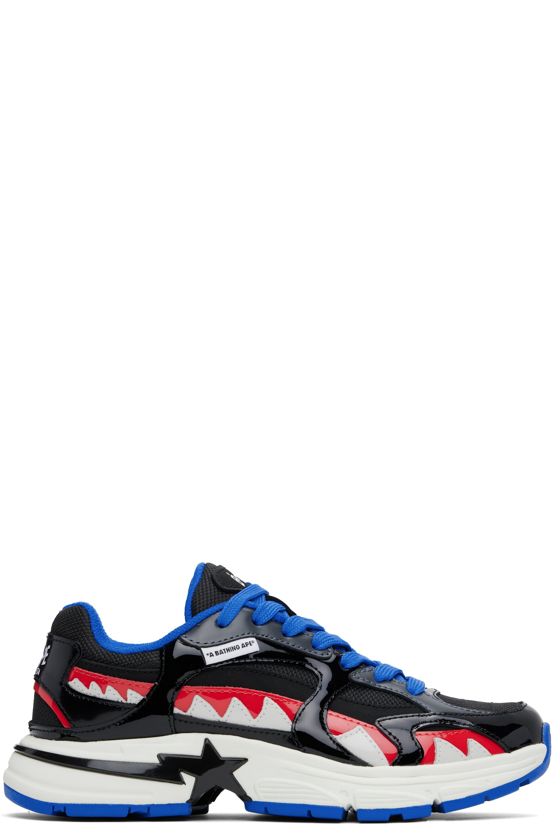 BAPE - Baskets #3 noir et bleu à requin et étoiles emblématiques