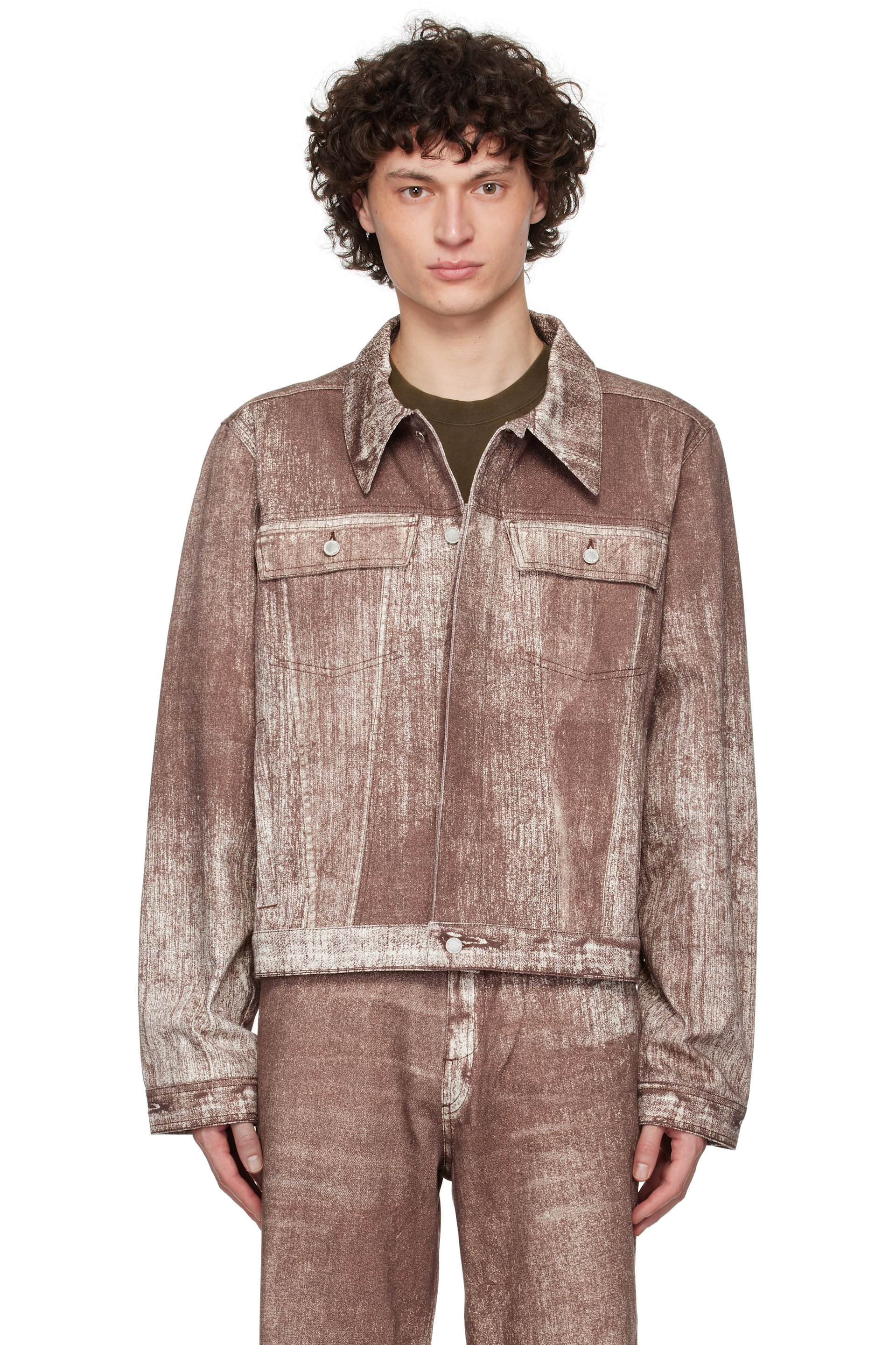 CAMPERLAB - Burgundy Paint Print Denim Jacket