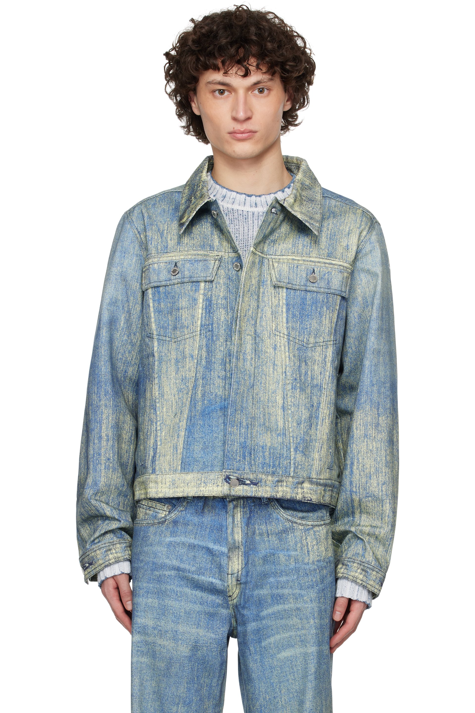 CAMPERLAB - Blue Paint Print Denim Jacket