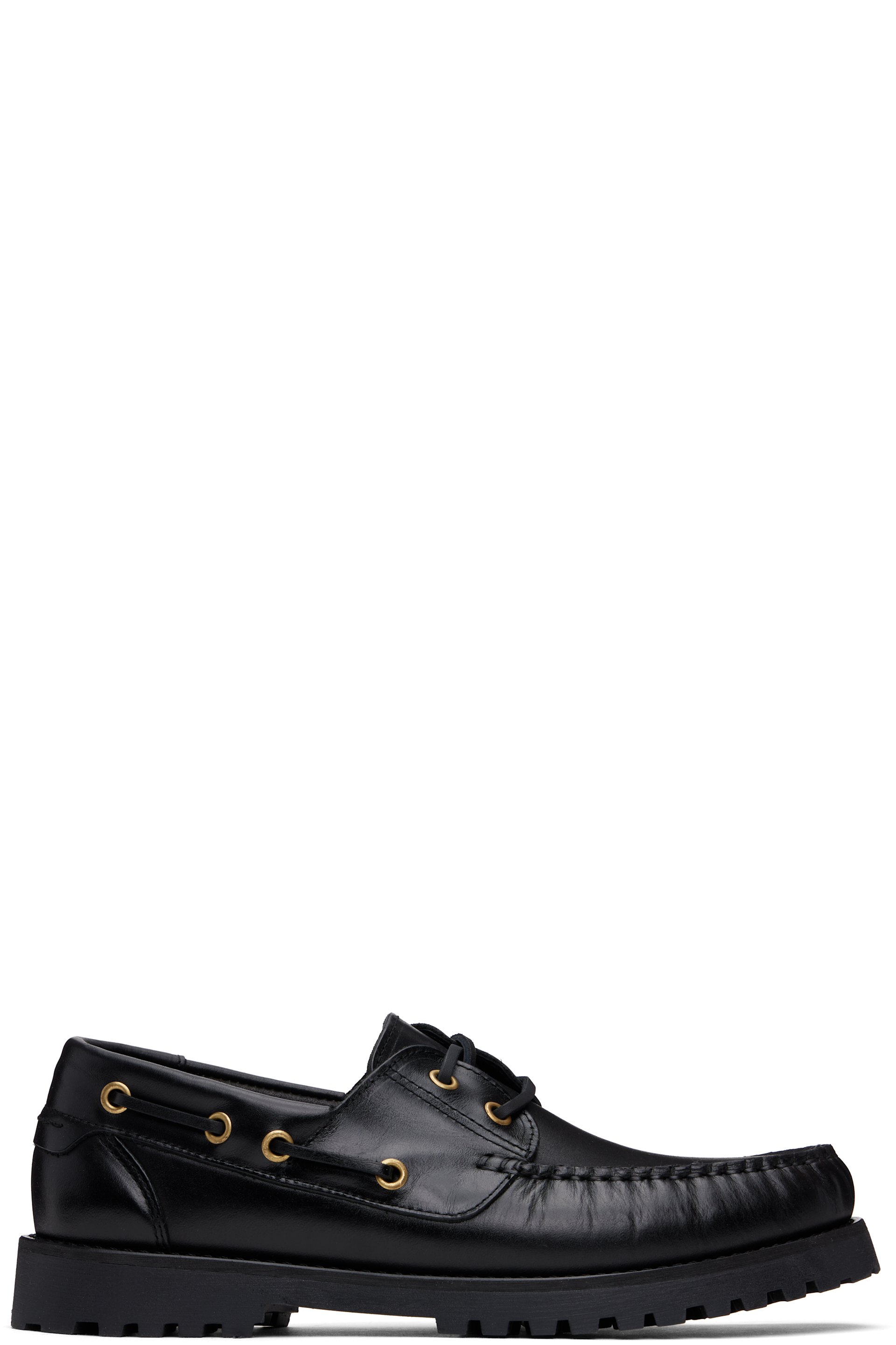 Ernest W. Baker - Black Leather Boat Shoes