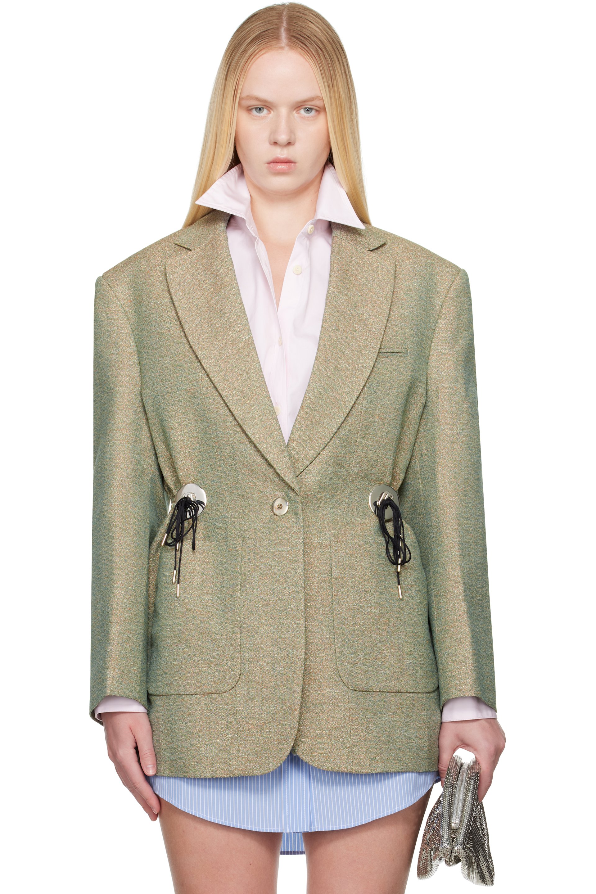 Rabanne - Veston chiné vert en laine