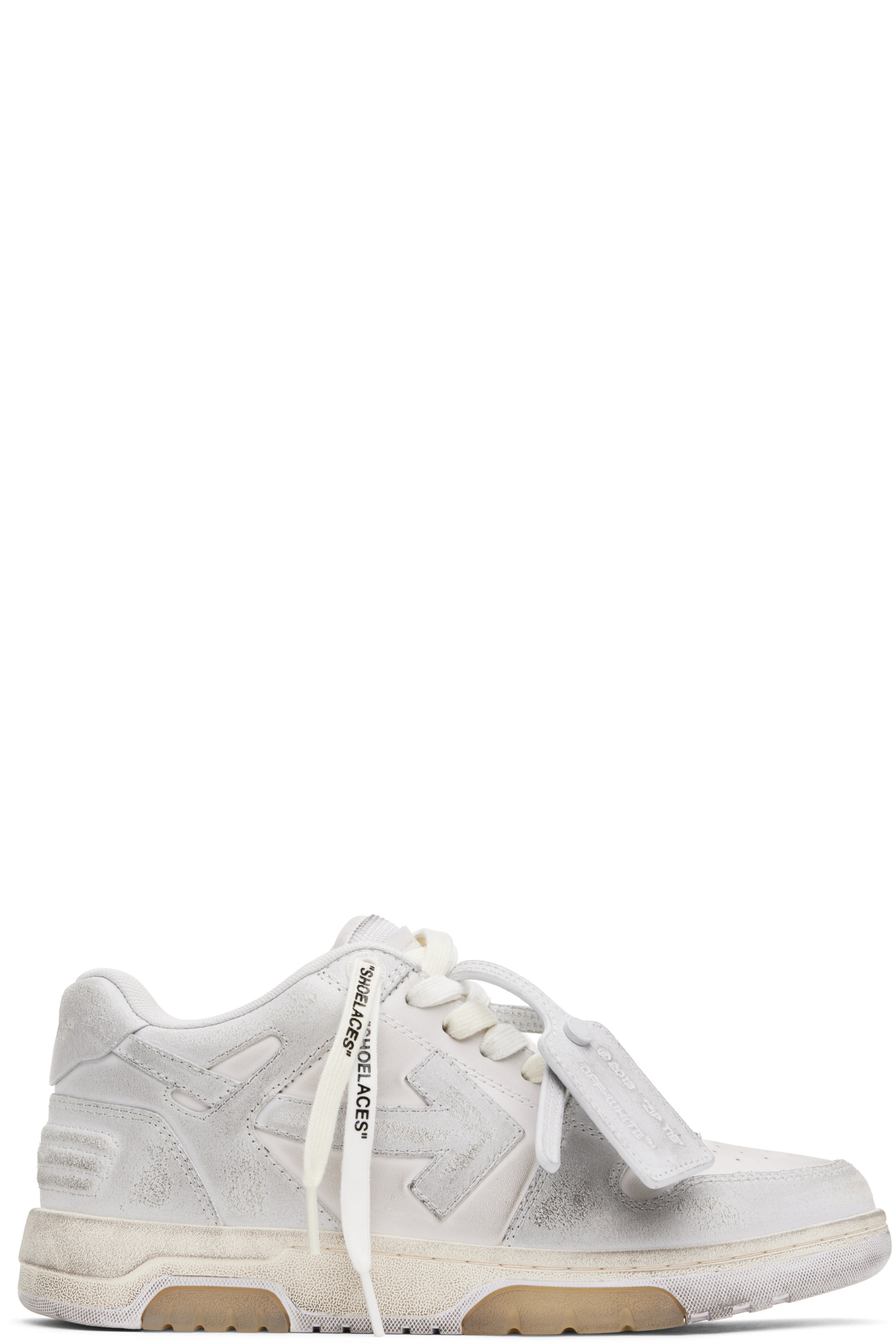Off-White - Gray & Off-White 'Out Of Office' Vintage Leather Sneakers