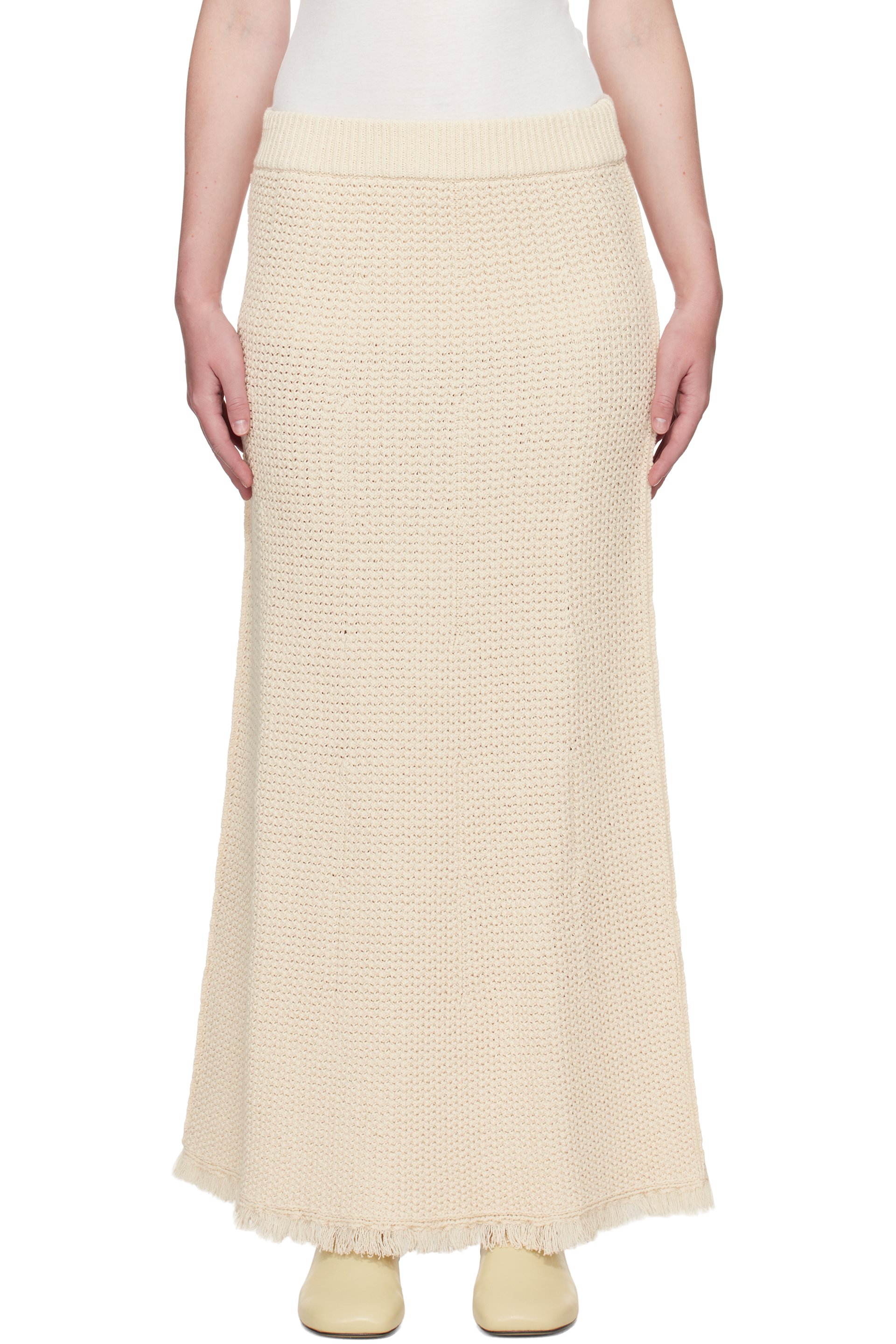 Studio Nicholson - Jupe midi Rye blanc cassé