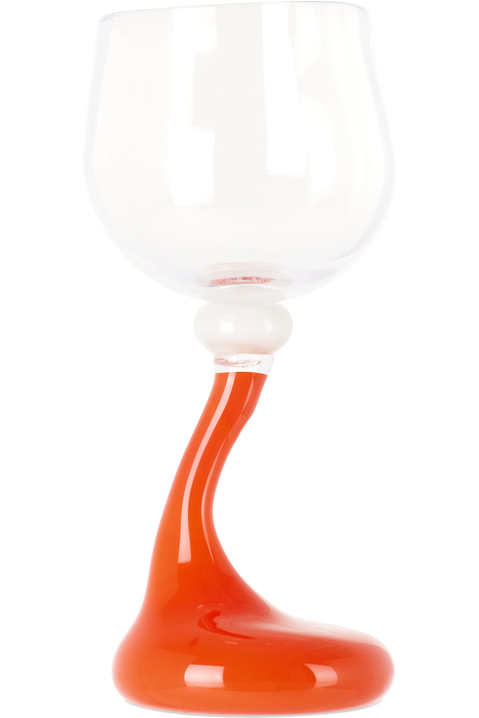 Helle Mardahl - Orange & Off-White Bon Bon 'The Goblet Mega' White Wine Glass