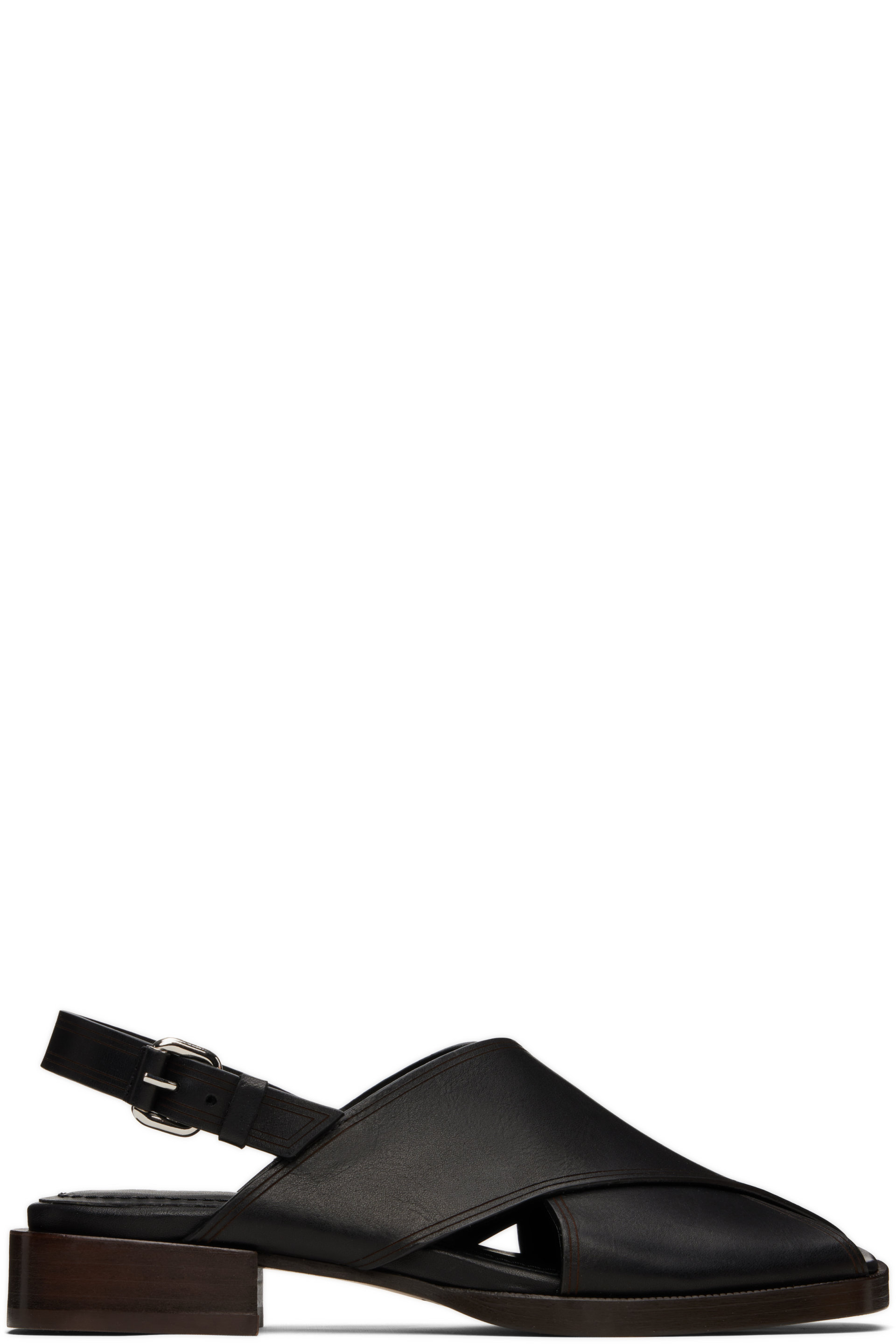 LEMAIRE - Black Cross Flat Sandals