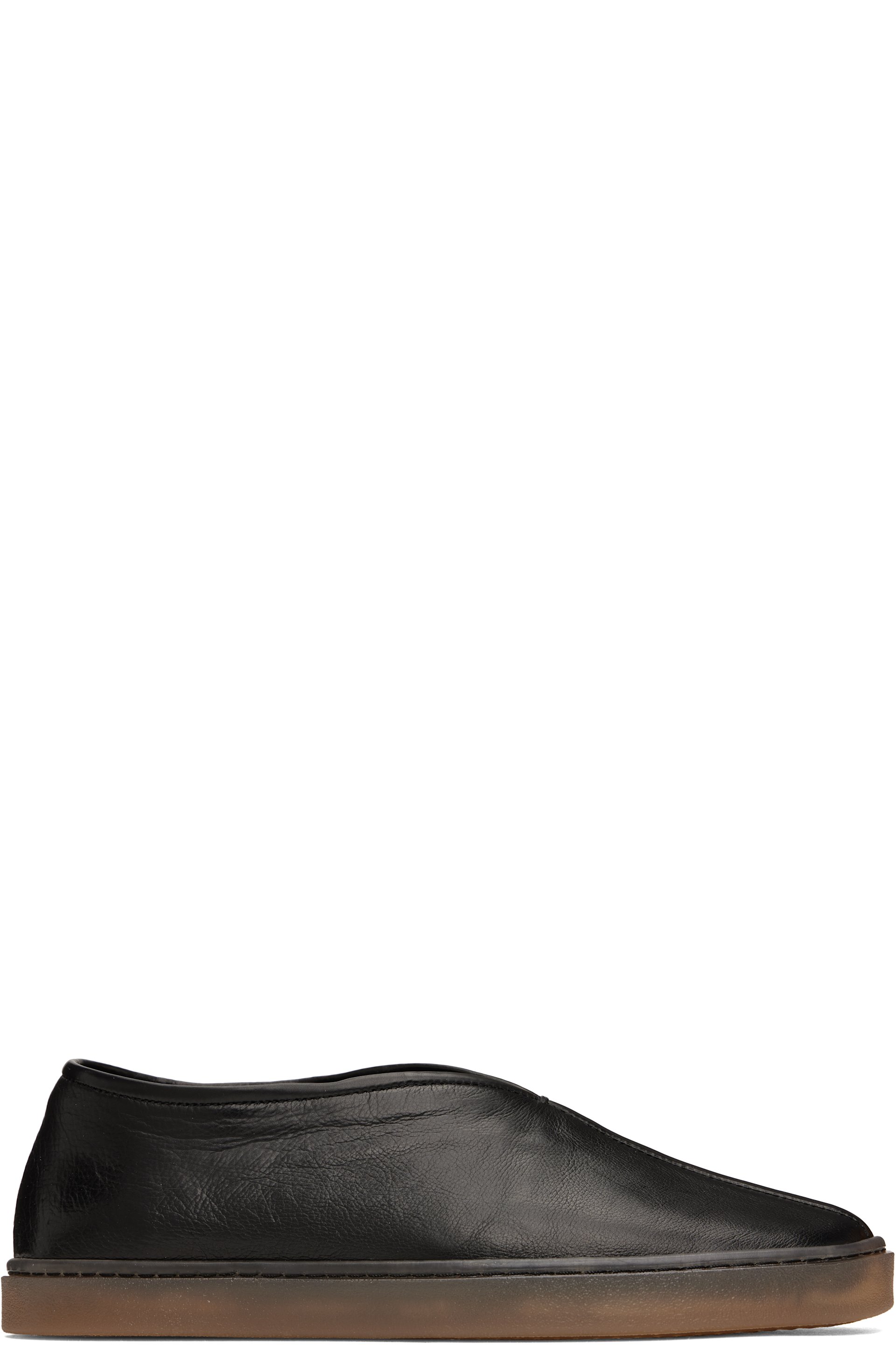 LEMAIRE - Black Linoleum Piped Loafers