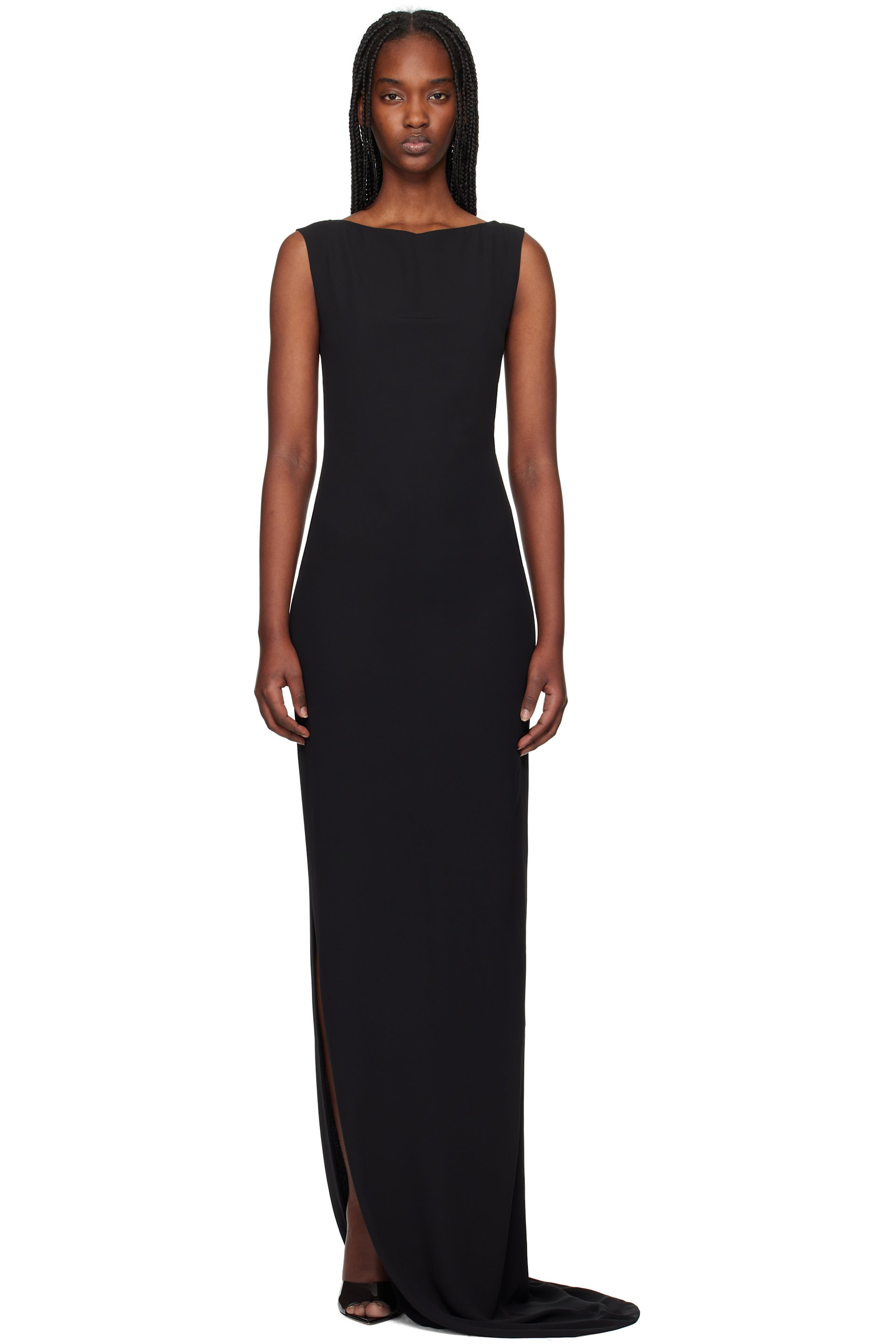 Mônot - Robe longue noire en georgette