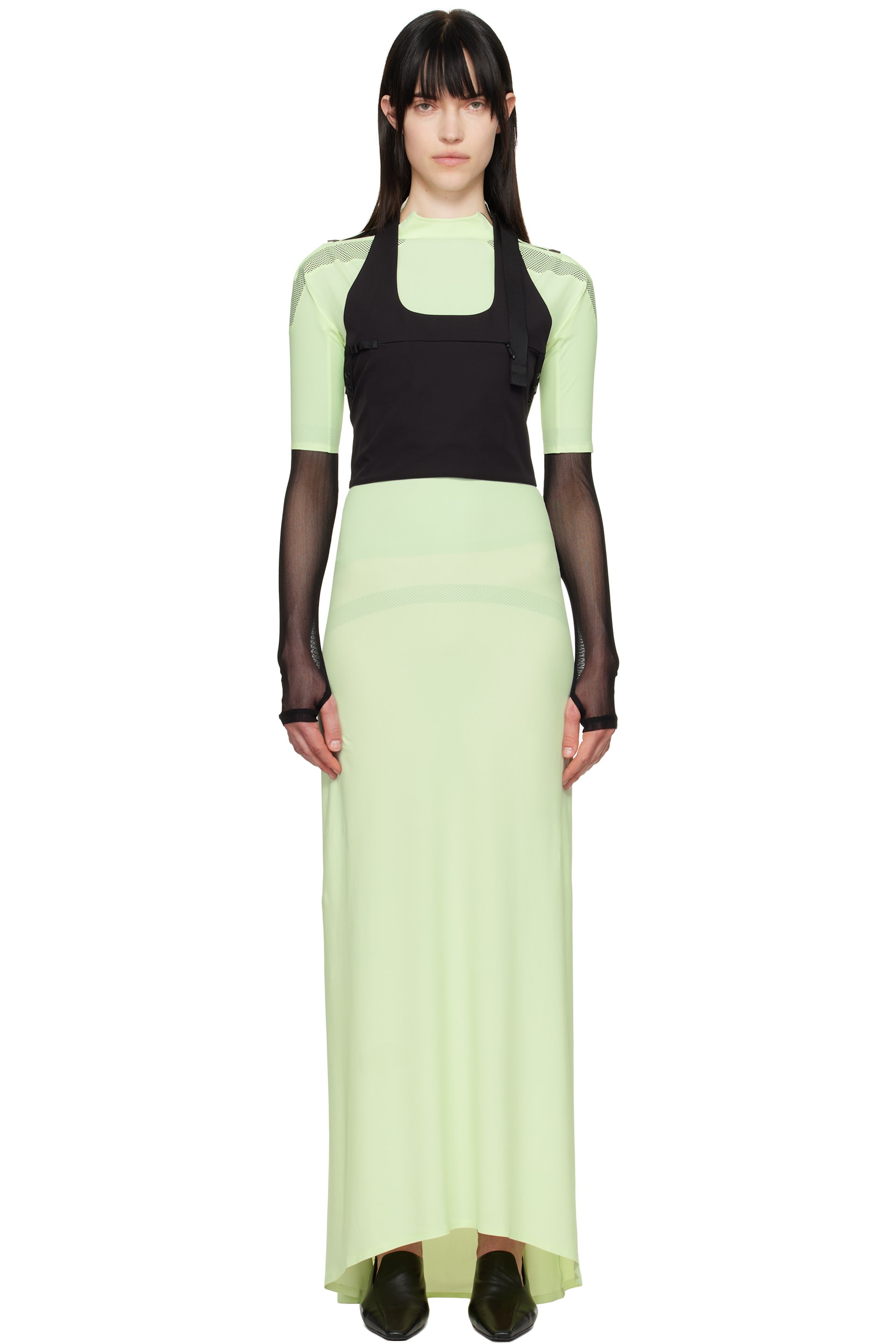 JOHANNA PARV - Robe longue verte en LYCRA® à garnitures en silicone