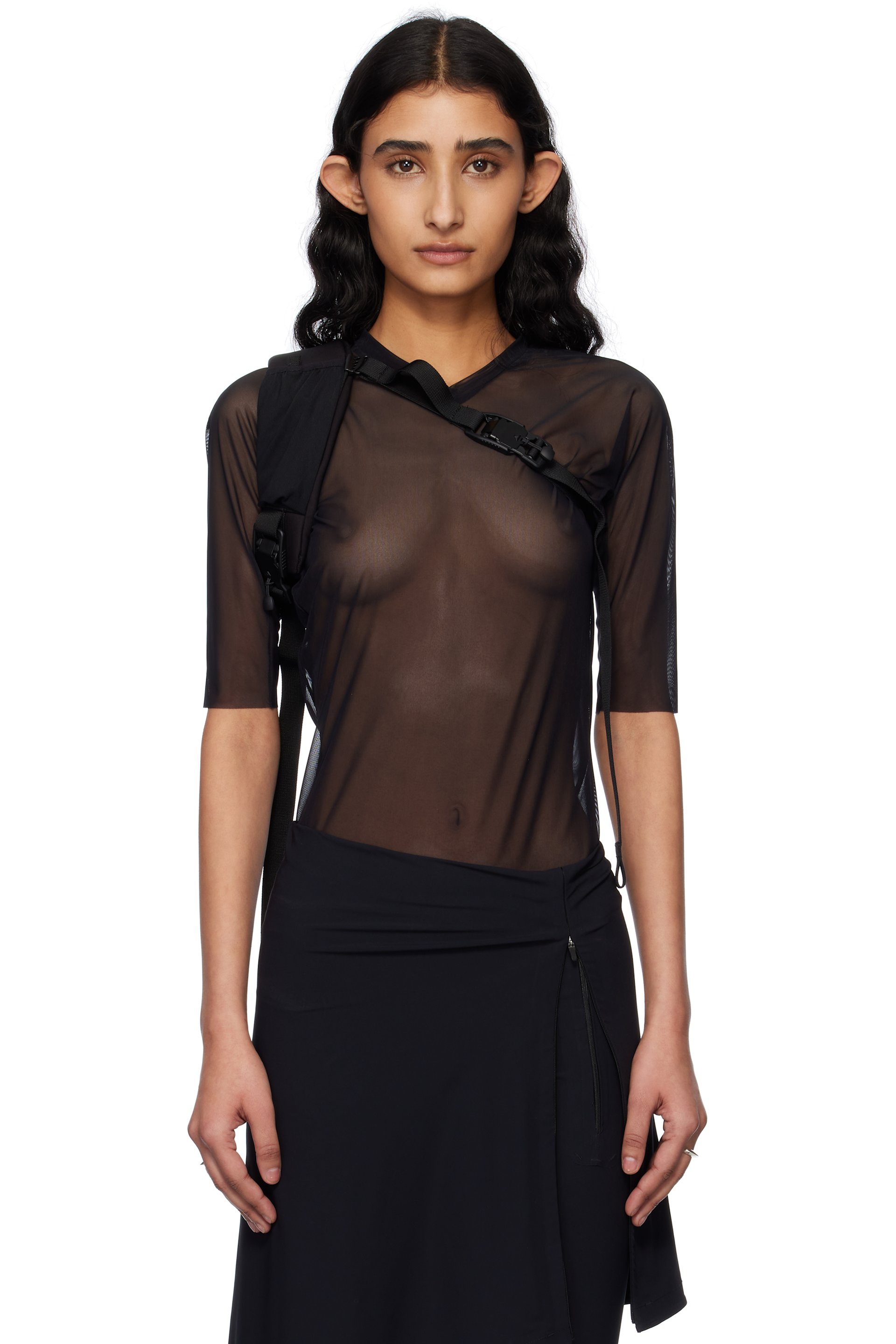 JOHANNA PARV - T-shirt noir en filet