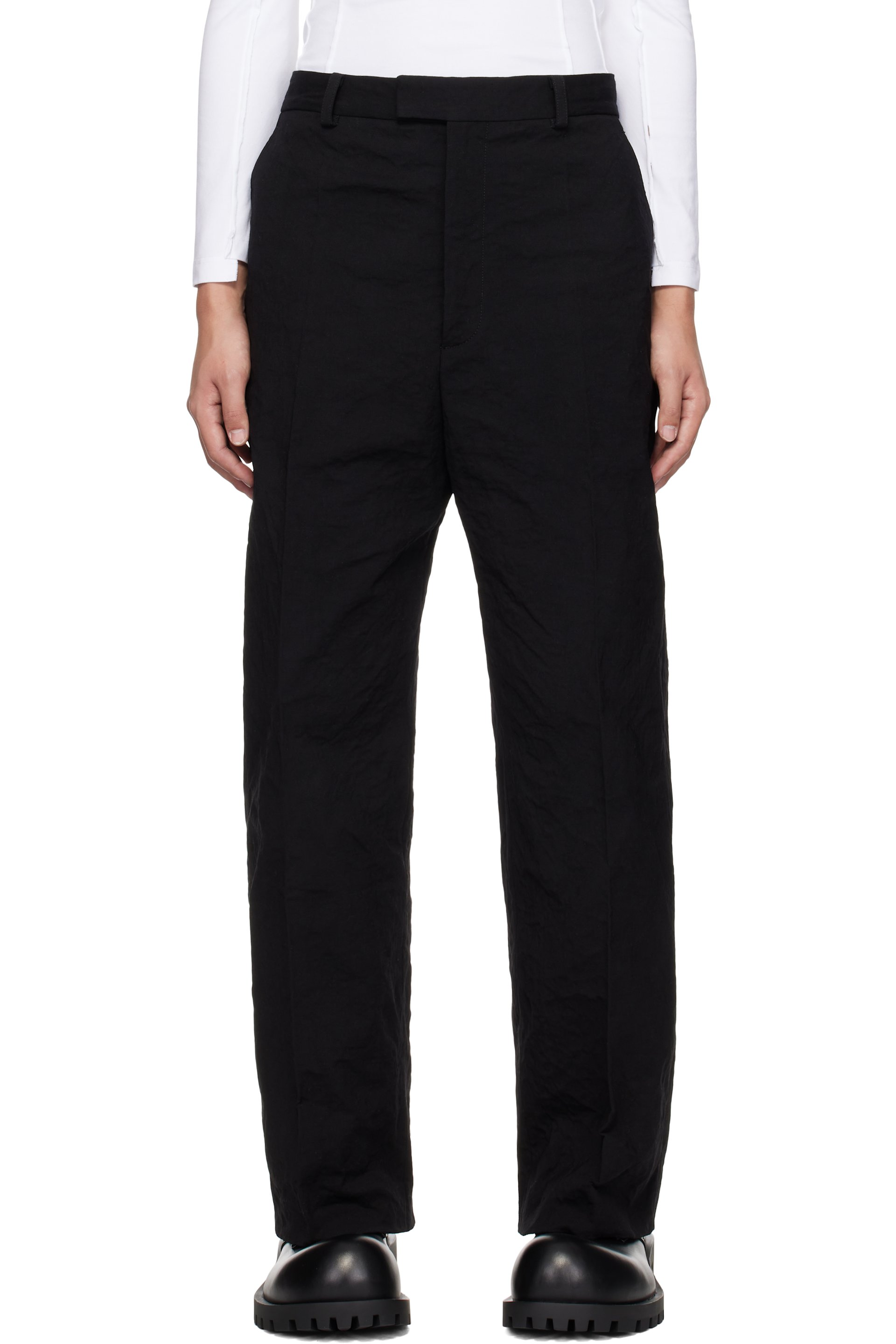 VETEMENTS - Black Metalized Wrinkled Tailored Trousers