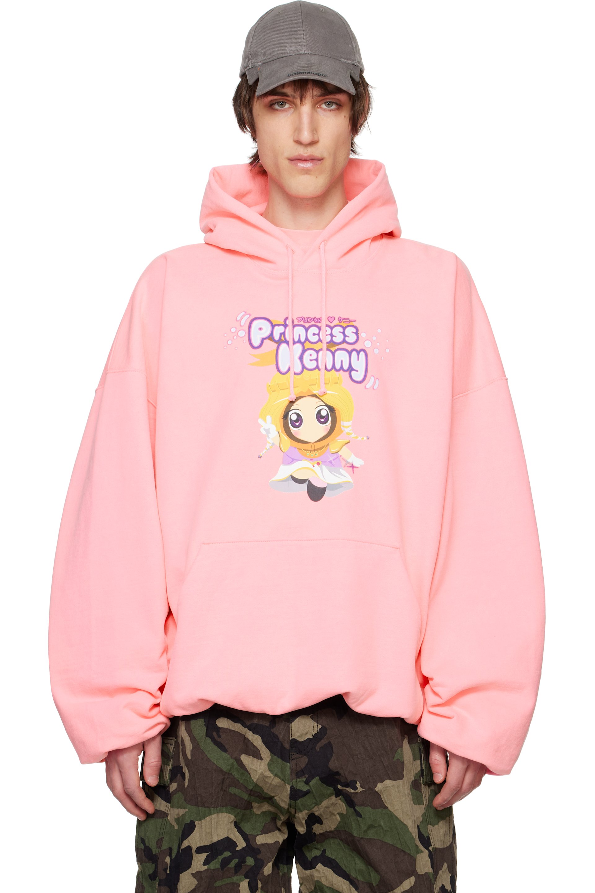 VETEMENTS - Pink 'Princess Kenny' Cropped Boxy Hoodie