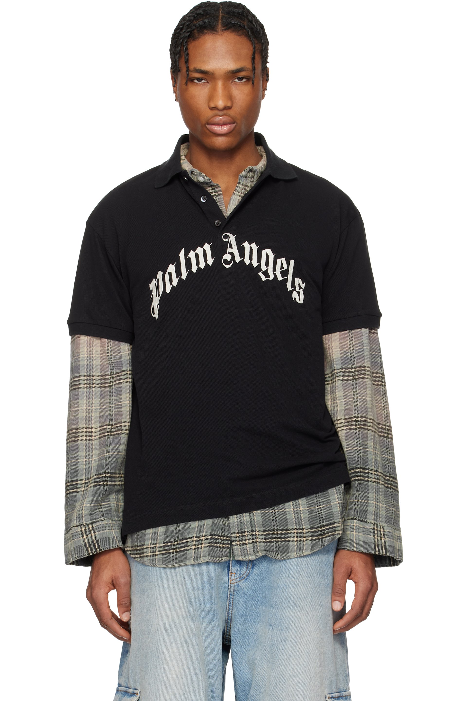 Palm Angels - Black Curved Logo Polo