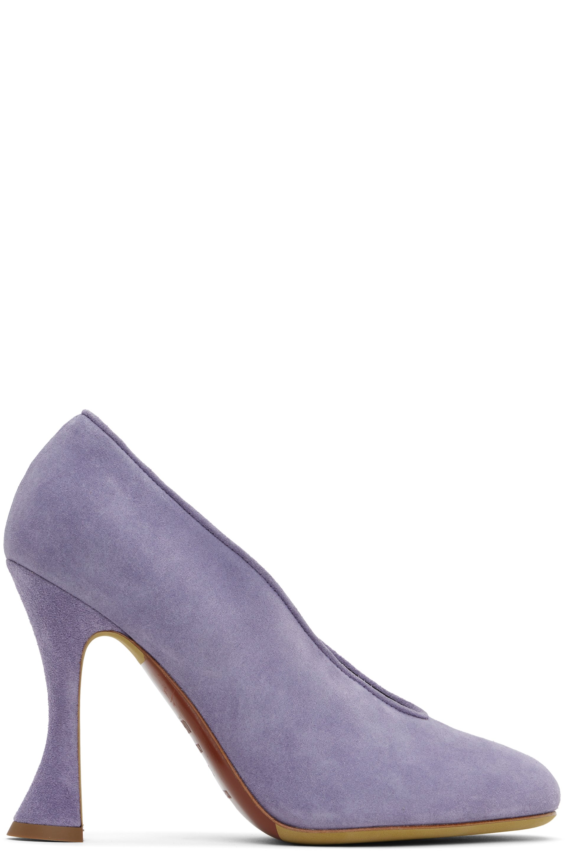 Moschino - Chaussures à talon sablier Duck mauves en suède