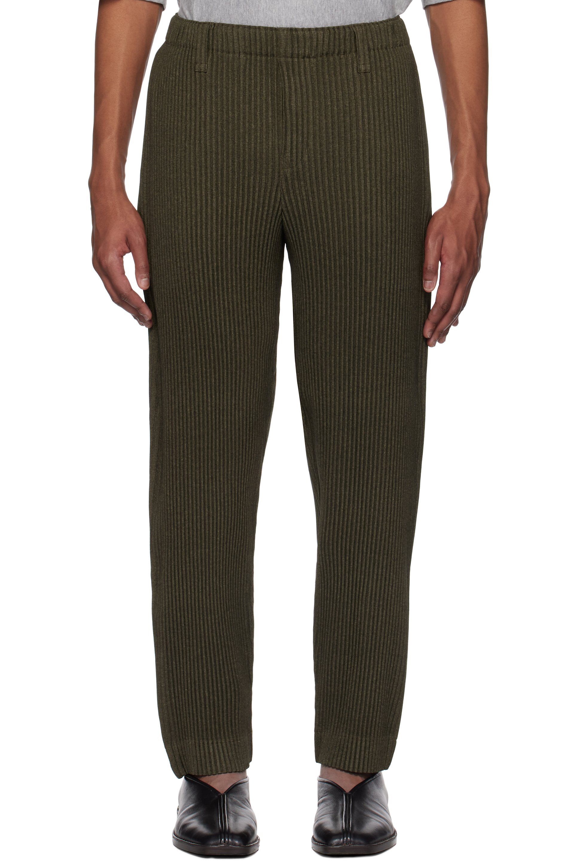 HOMME PLISSÉ ISSEY MIYAKE - Khaki Wool Like Light Trousers