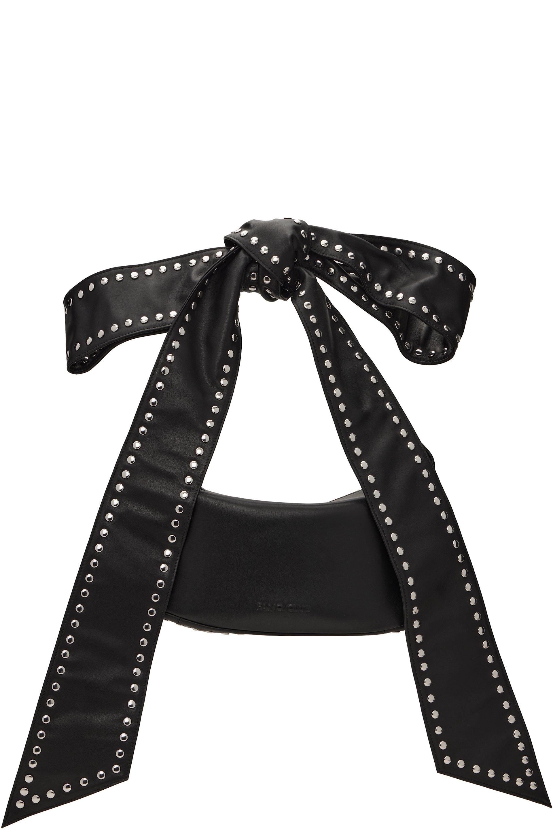Fancì Club - Black Boa Studded Bow Strap Bag