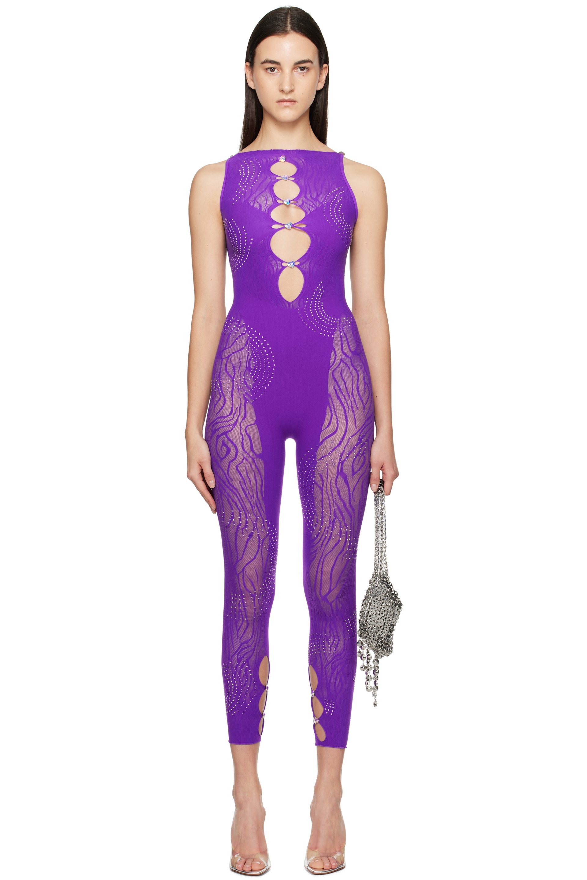 Poster Girl - Purple Rhinestoned Janice Jumpsuit