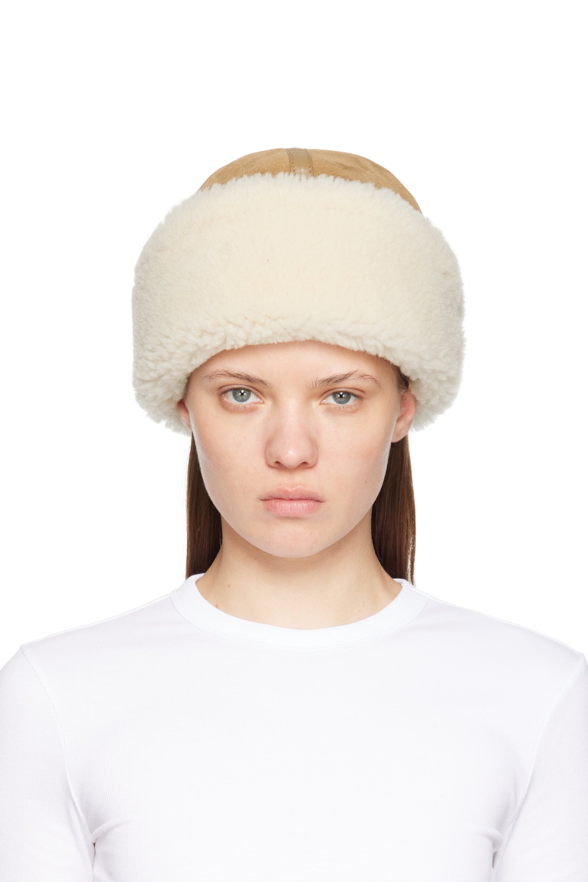 TOTEME - Chapeau d'hiver beige en peau retournée