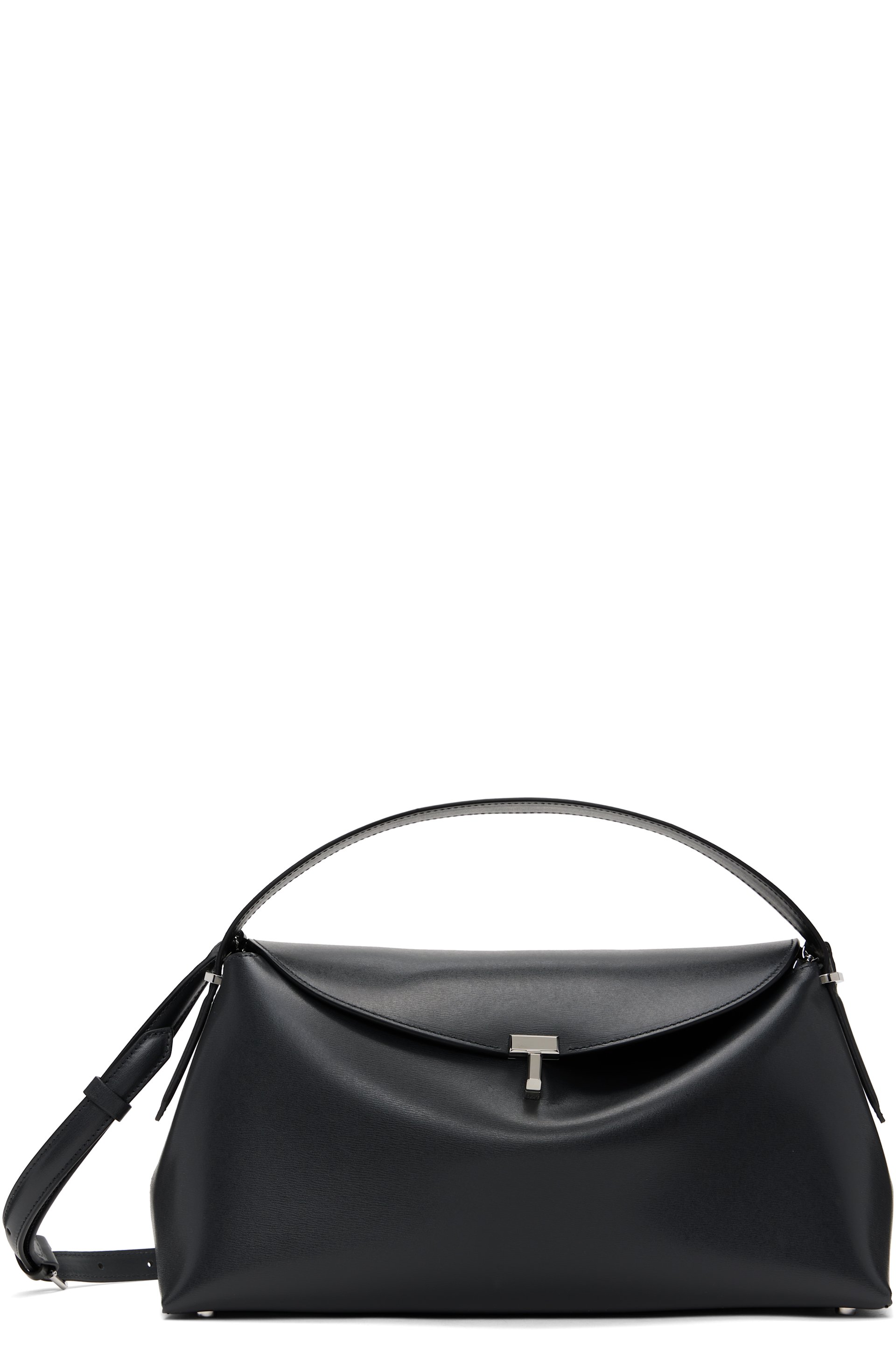 TOTEME - Sac à main gris en cuir à verrou tournant