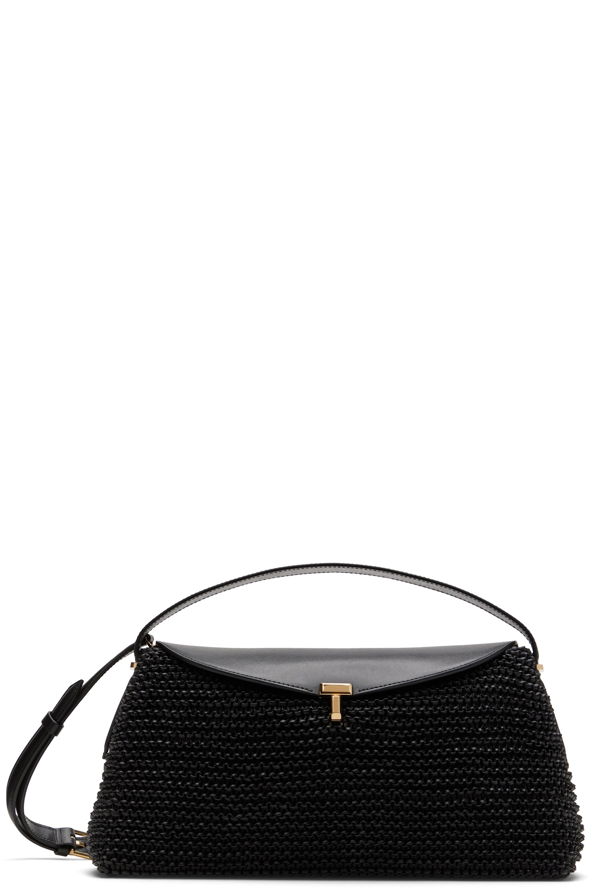 TOTEME - Sac noir en cuir tissé à verrou tournant en T